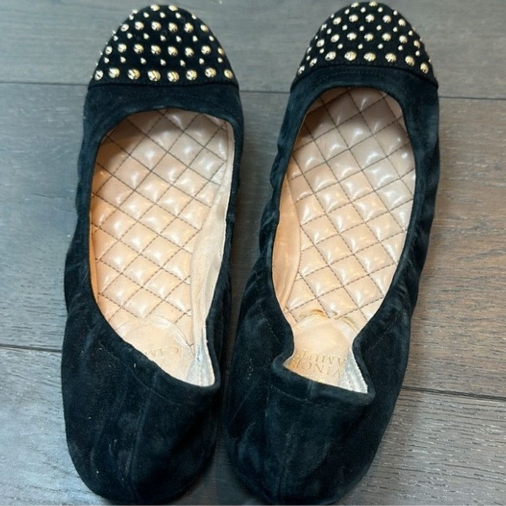 Vince Camuto Vince Camuto | Studded Black Suede Ballet Flats | Size: 10 Size US 10 / IT 40 - 4 Thumbnail