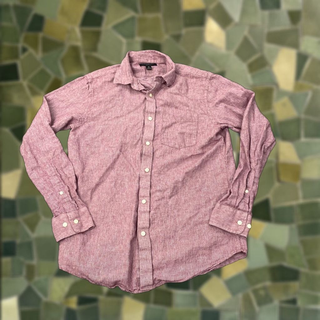 Banana Republic Banana Republic Shirt Men Medium Red Linen Cotton Striped Slim Fit Long Sleeve Button Down Casual Size US M / EU 48-50 / 2 - 1 Thumbnail