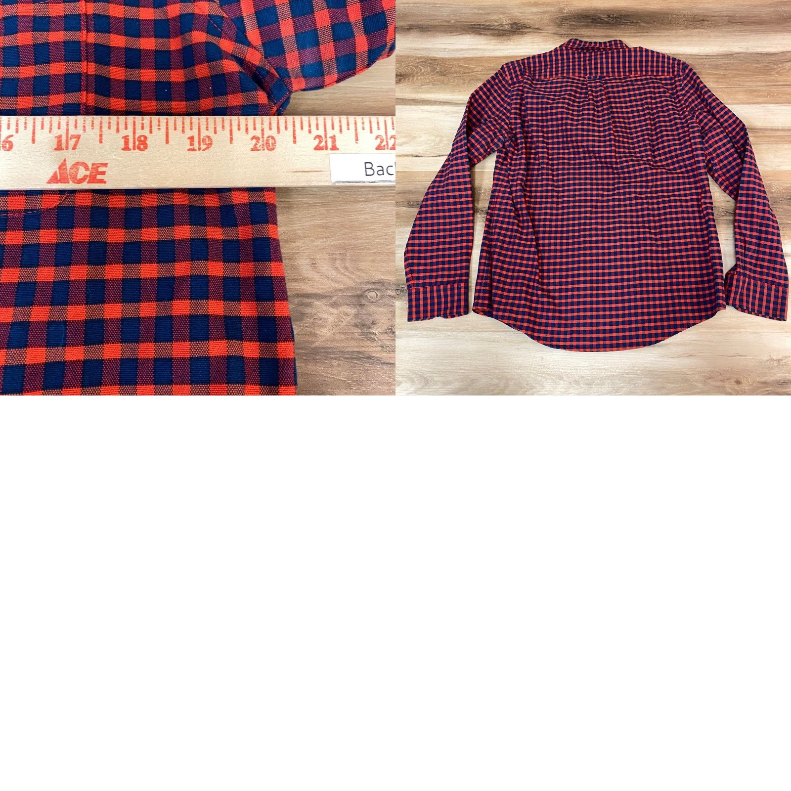 Vintage LL Bean Shirt Mens Medium Slim Fit Orange Navy Gingham Button Down Size US M / EU 48-50 / 2 - 8 Thumbnail
