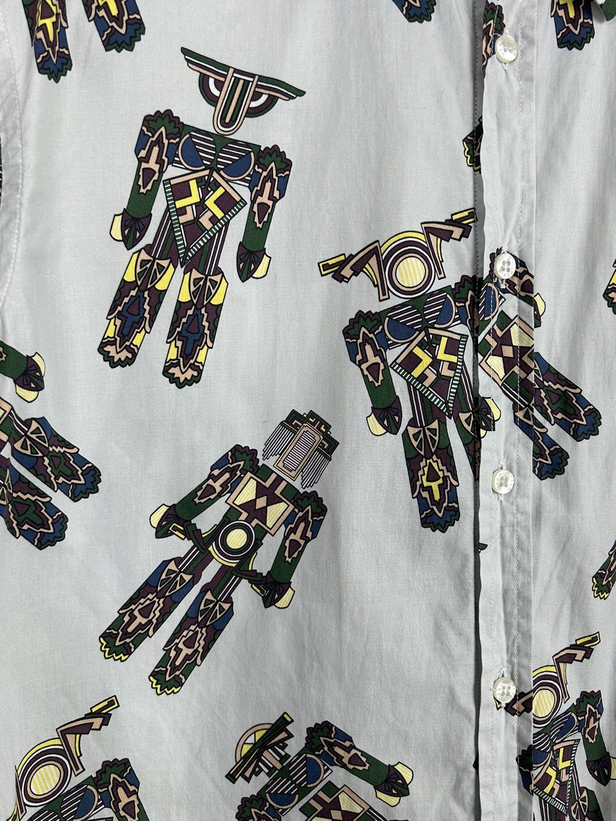 MSGM MSGM Fall 2015 Allover AOP Robot Long Sleeve Button Up Shirt Size US L / EU 52-54 / 3 - 3 Thumbnail