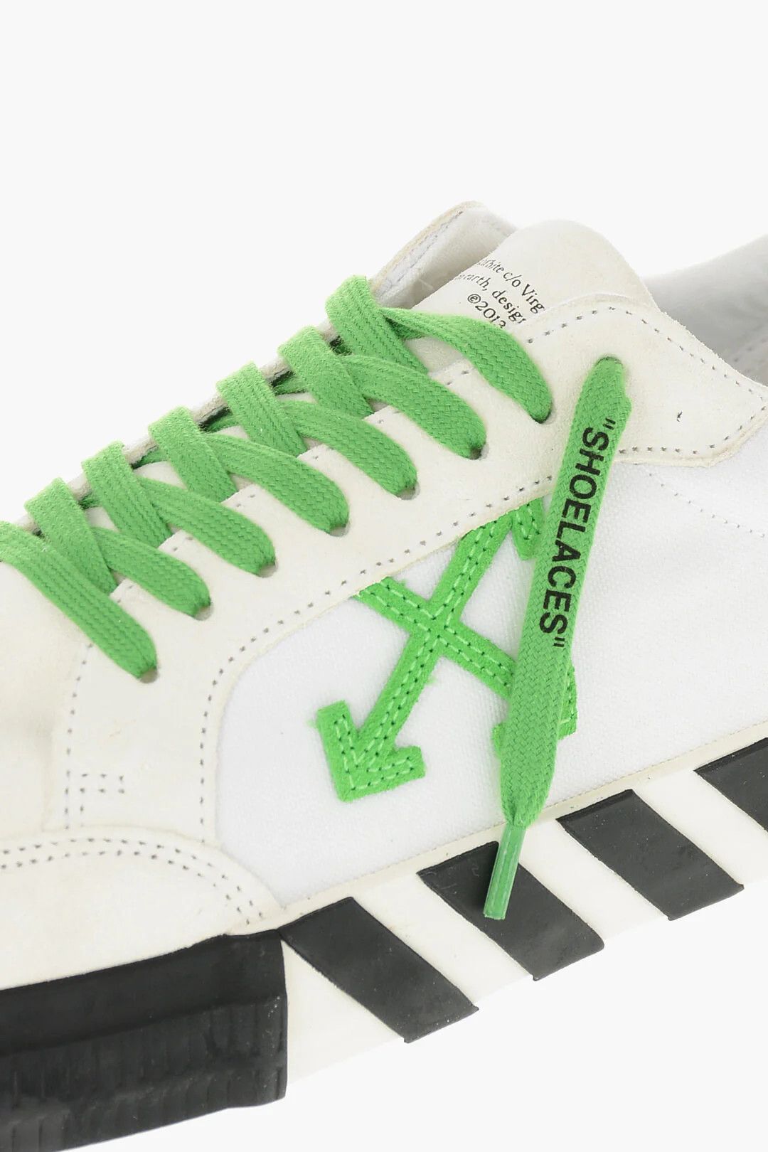 Off-White og1mm0426 Low-Top Cotton & Suede Sneakers in White & Green Size US 13 / EU 46 - 4 Thumbnail