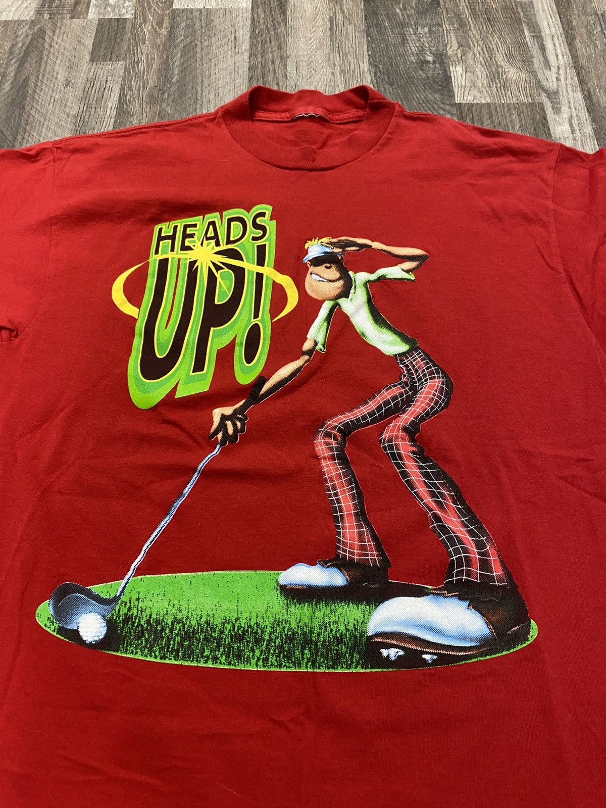 Vintage Vintage Heads Up Golf Tee T Shirt Red Graphic Humor Y2K Rare Size US L / EU 52-54 / 3 - 2 Thumbnail