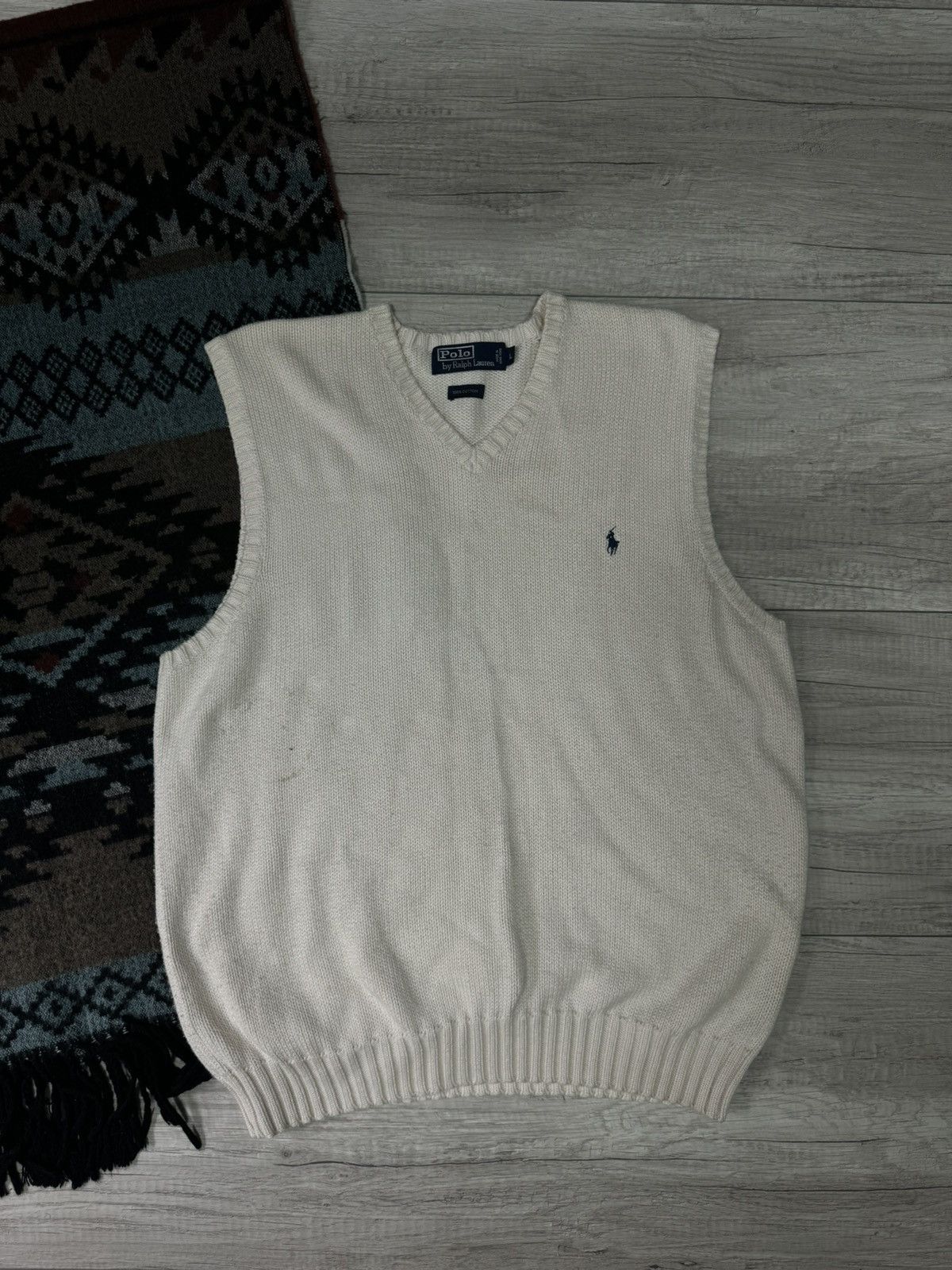 Vintage Polo Ralph Lauren Y2K Cream Knitted Vest Gilet