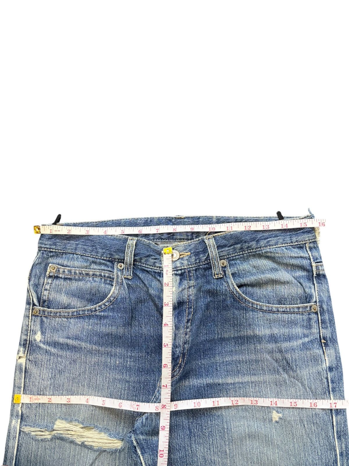 Edwin Vintage Japanese Brand Faded Wash Distress Loose Jeans Size 31" - 6 Thumbnail