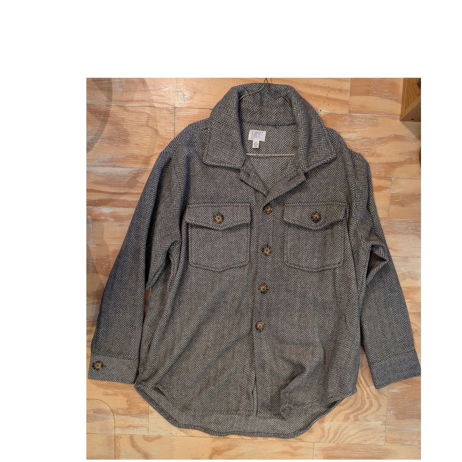 The Unbranded Brand Lds M 8-10 Time /Tru Grey & White Polyester Button Jacket Size M / US 6-8 / IT 42-44 - 1 Thumbnail