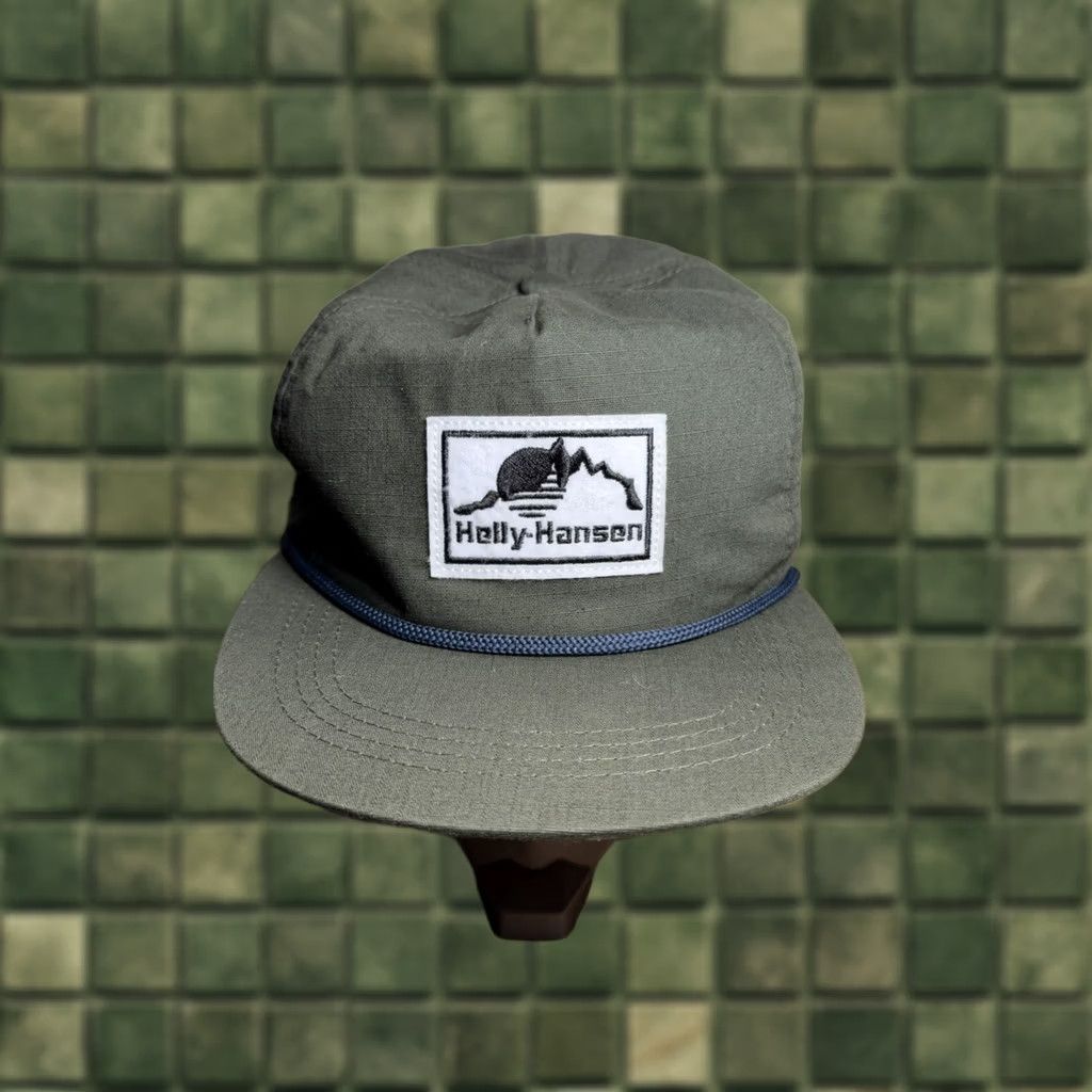 Helly Hansen VINTAGE Helly Hansen Army Green Adjustable Panel Patch Hat Trucker SnapBack Men Adjustable Green Army Baseball Cap Mens Size ONE SIZE - 1 Thumbnail