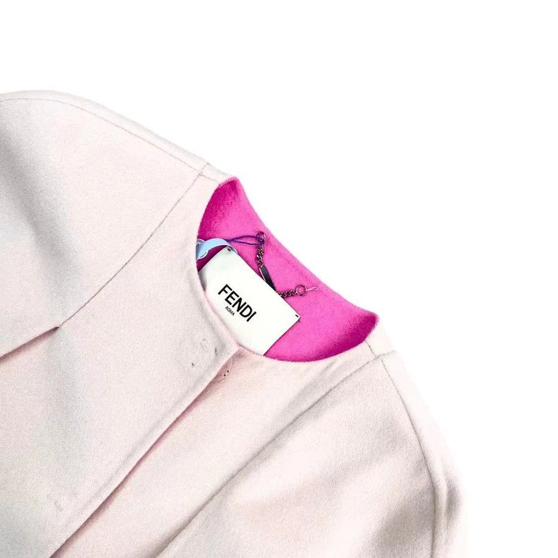 Fendi Fendi size 38 Pink and white cloak fur tweed coat Size US XXS / EU 40 - 3 Thumbnail