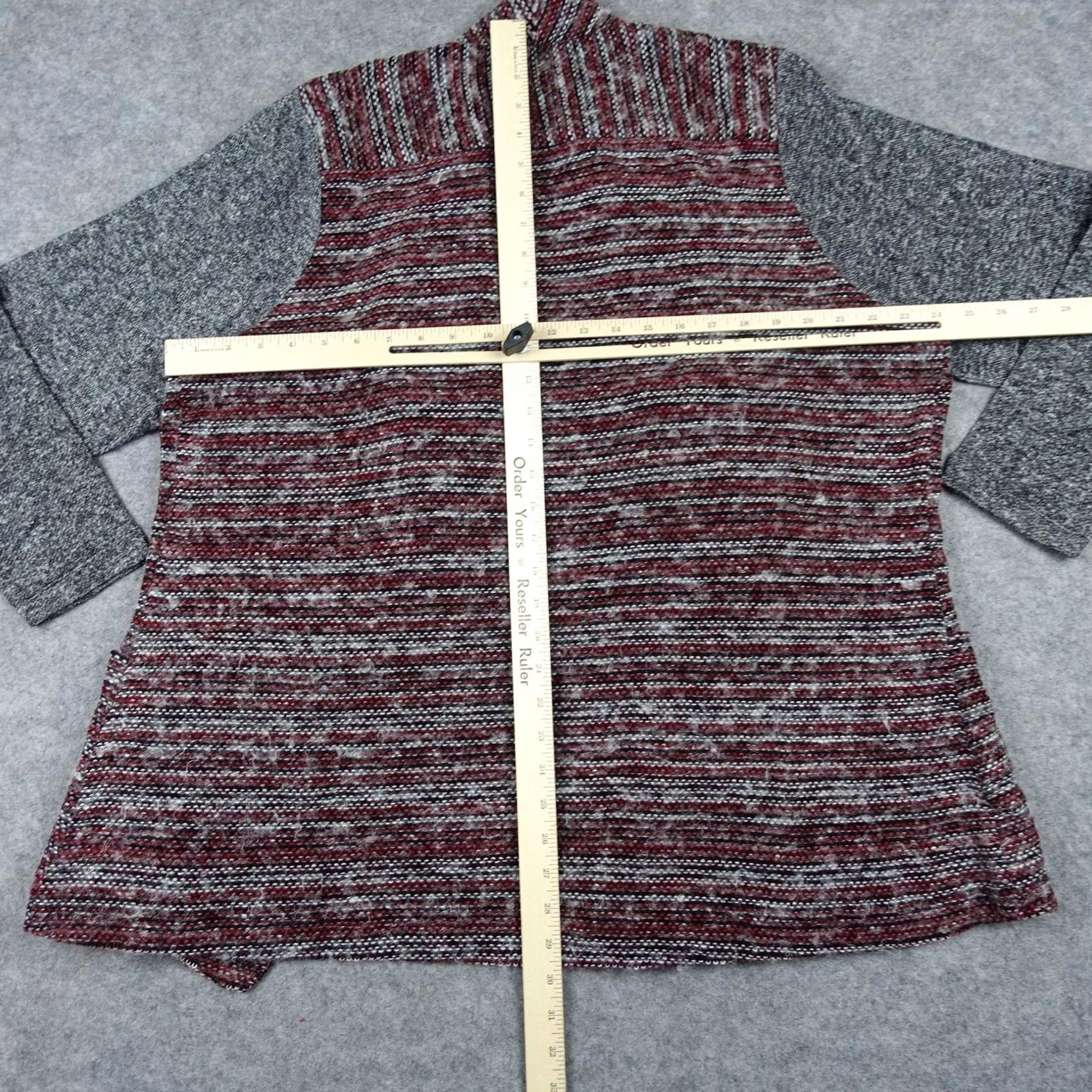 Lucky Brand Lucky Brand Cardigan Sweater Womens 3X Red Gray Stripe Open Front Cozy Knit Size XXL / US 16-18 / IT 52-54 - 6 Thumbnail