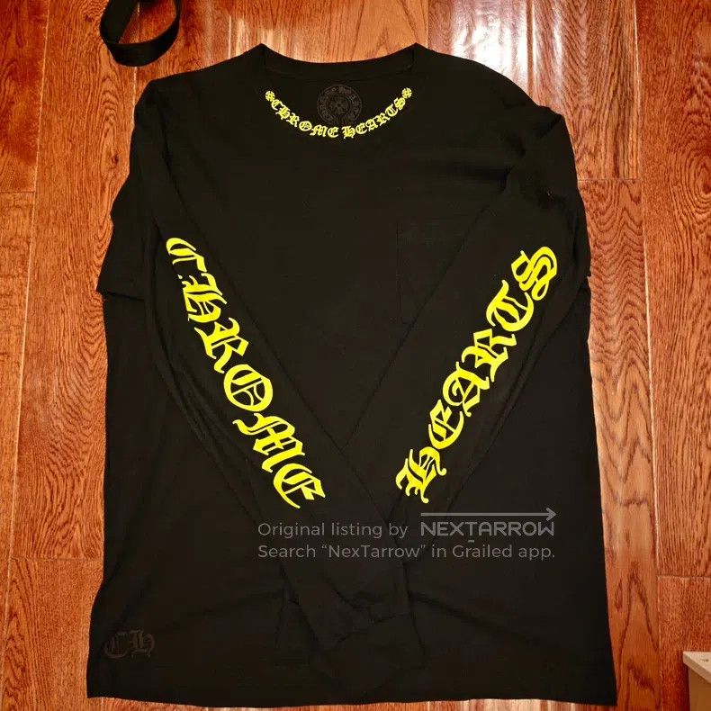 Chrome Hearts CHROME HEARTS Size XL Black long-sleeved T-shirt with yello Size US XL / EU 56 / 4 - 1 Thumbnail