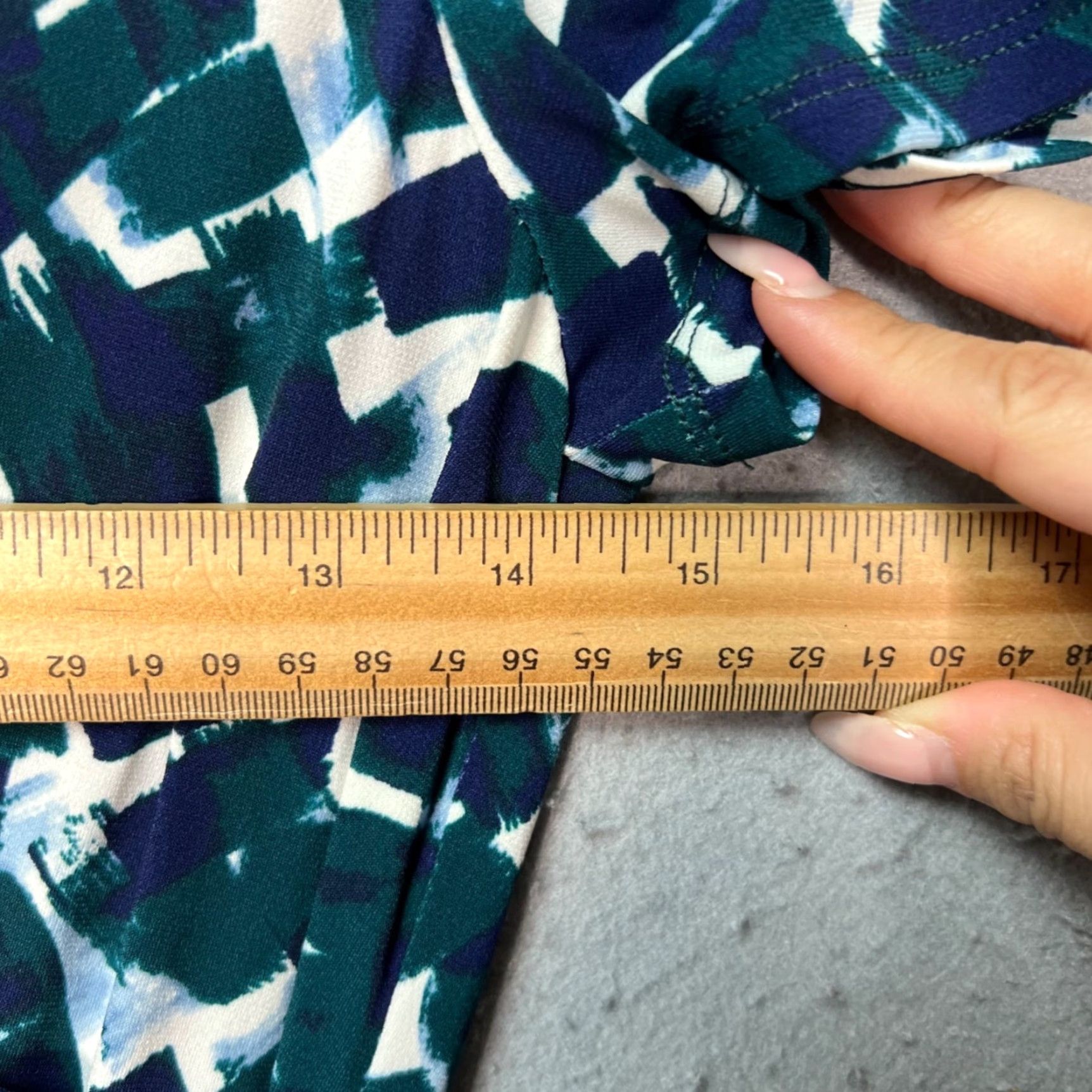 Vintage Eliza J Womens Dress Abstract Print Faux Wrap Tie Waist Short Sleeves Size 4 Green Midi Womens Size 27" / US 4 / IT 40 - 5 Thumbnail