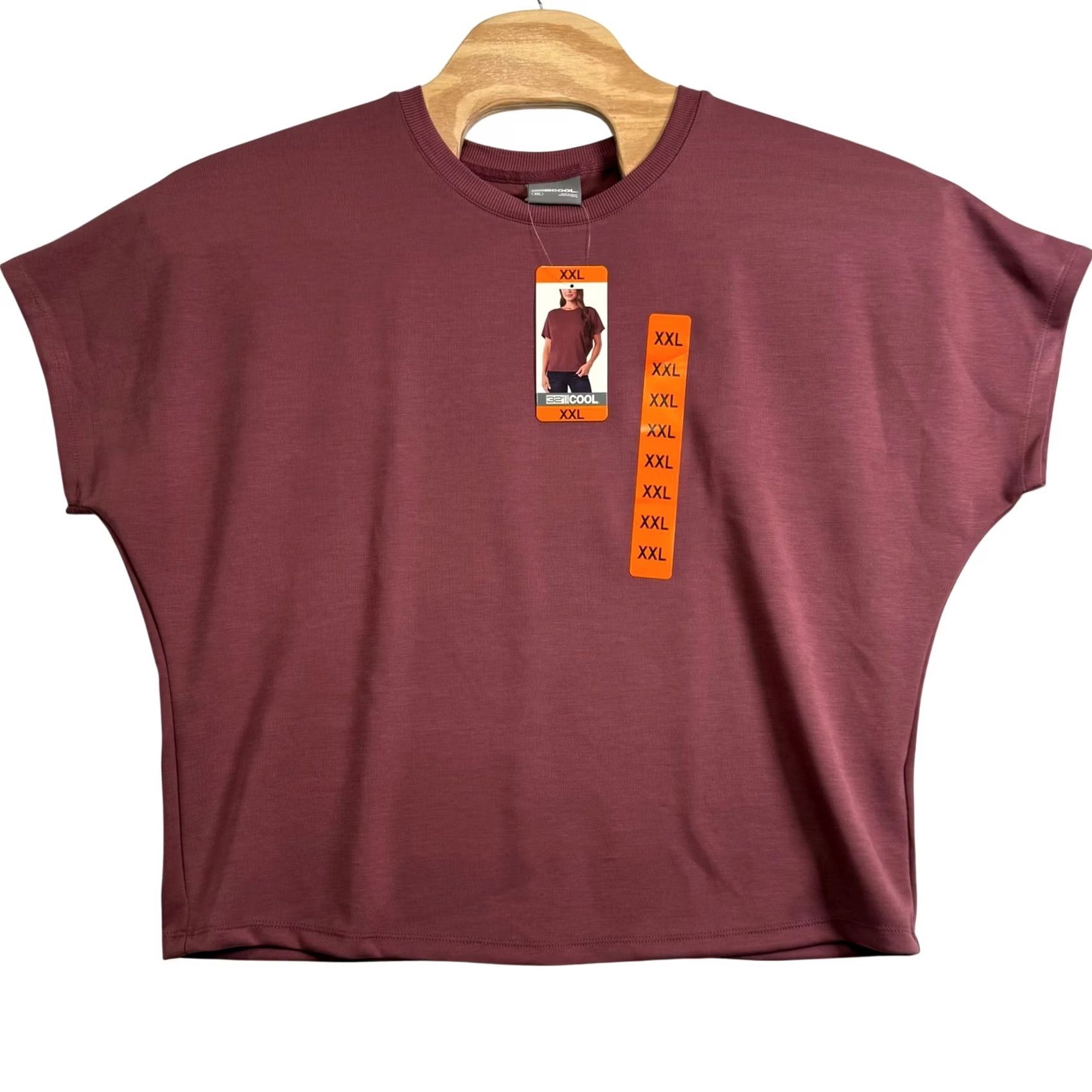 Vintage 32 Degrees Women XXL T-Shirt Short Sleeve Relaxed Fit Boxy Top Purple Solid Crew Neck Plus Size Womens Summer 2023 Size XXL / US 16-18 / IT 52-54 - 2 Thumbnail
