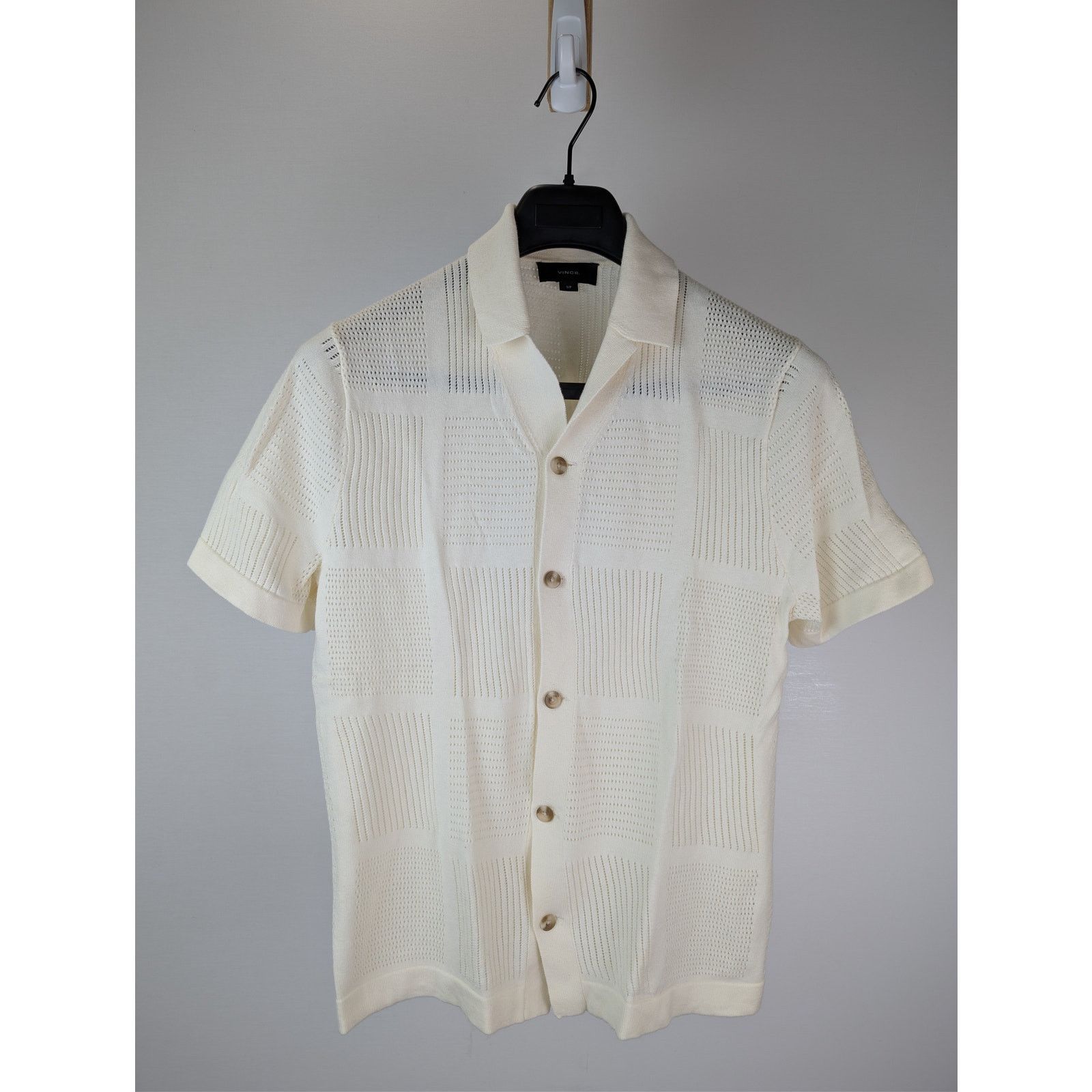 Vince o1rshd1 CC20 Patchwork Pointelle Short-Sleeve Sweater Cream Size US S / EU 44-46 / 1 - 8 Thumbnail
