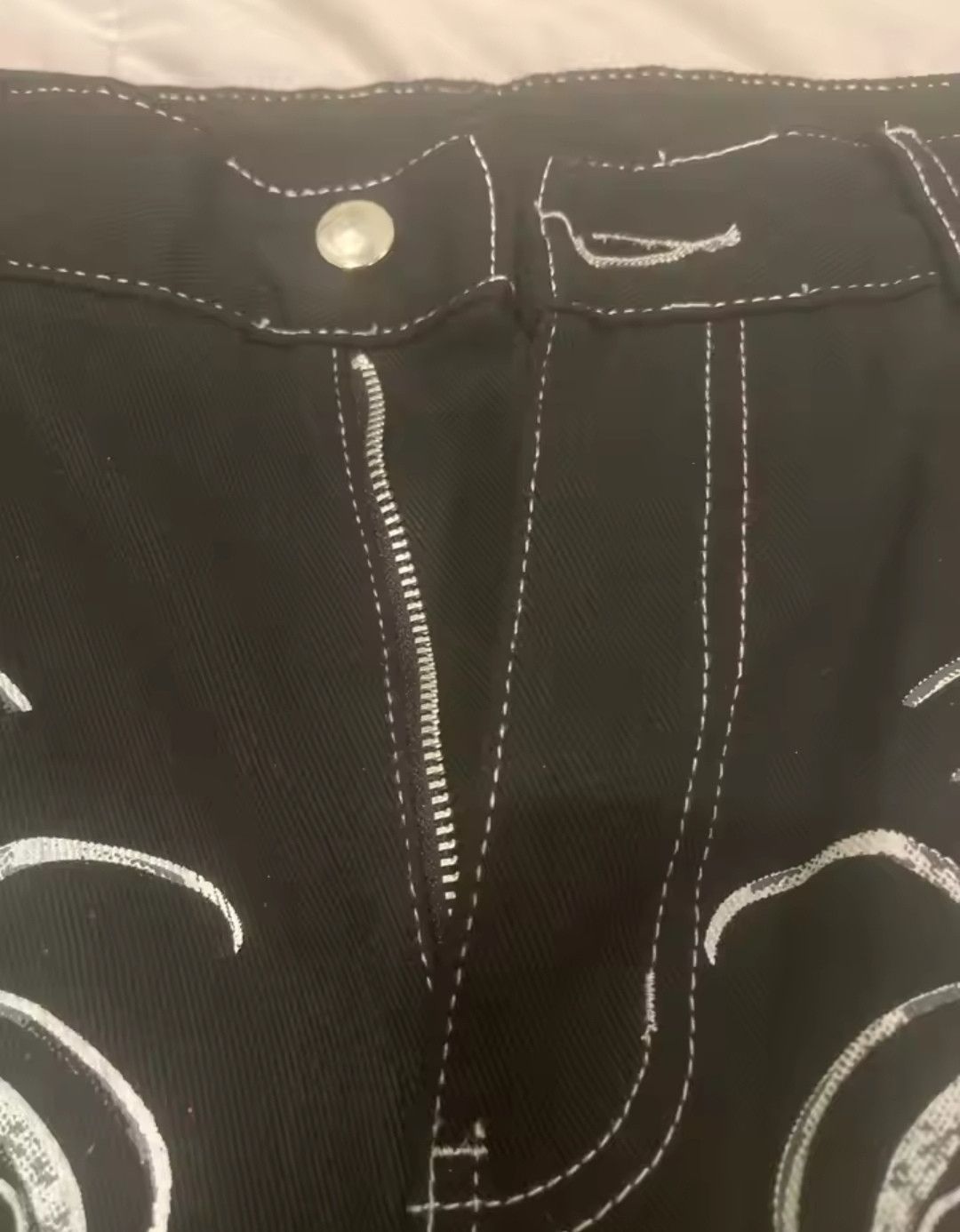 Designer × Japanese Brand Y2k Street High Waist Gothic Skull Geometry Men Jean Size US 33 - 5 Thumbnail