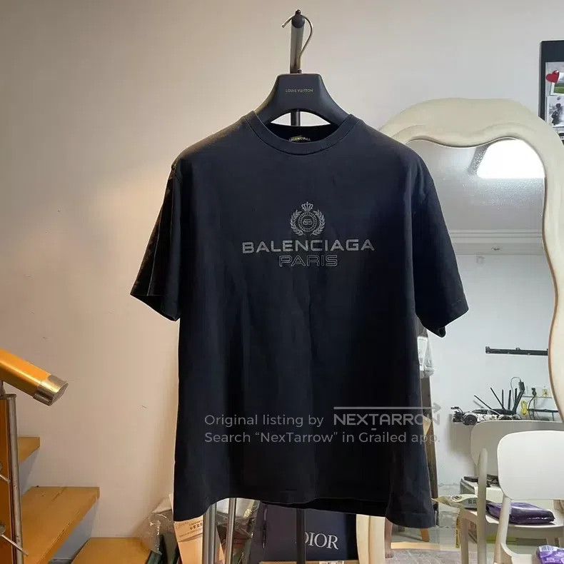 Balenciaga Balenciaga Crown Wheat Black Label Men's Short Sleeve T-Sh Size US S / EU 44-46 / 1 - 1 Thumbnail