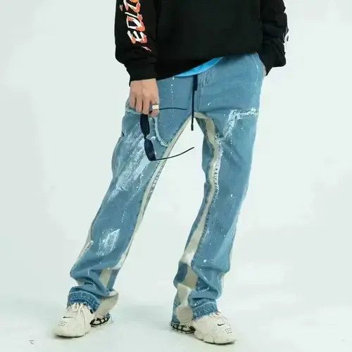 Jean 💥Paint Splatter Flare Blue Denim Jeans Size Q1 Size US 31 - 3 Thumbnail
