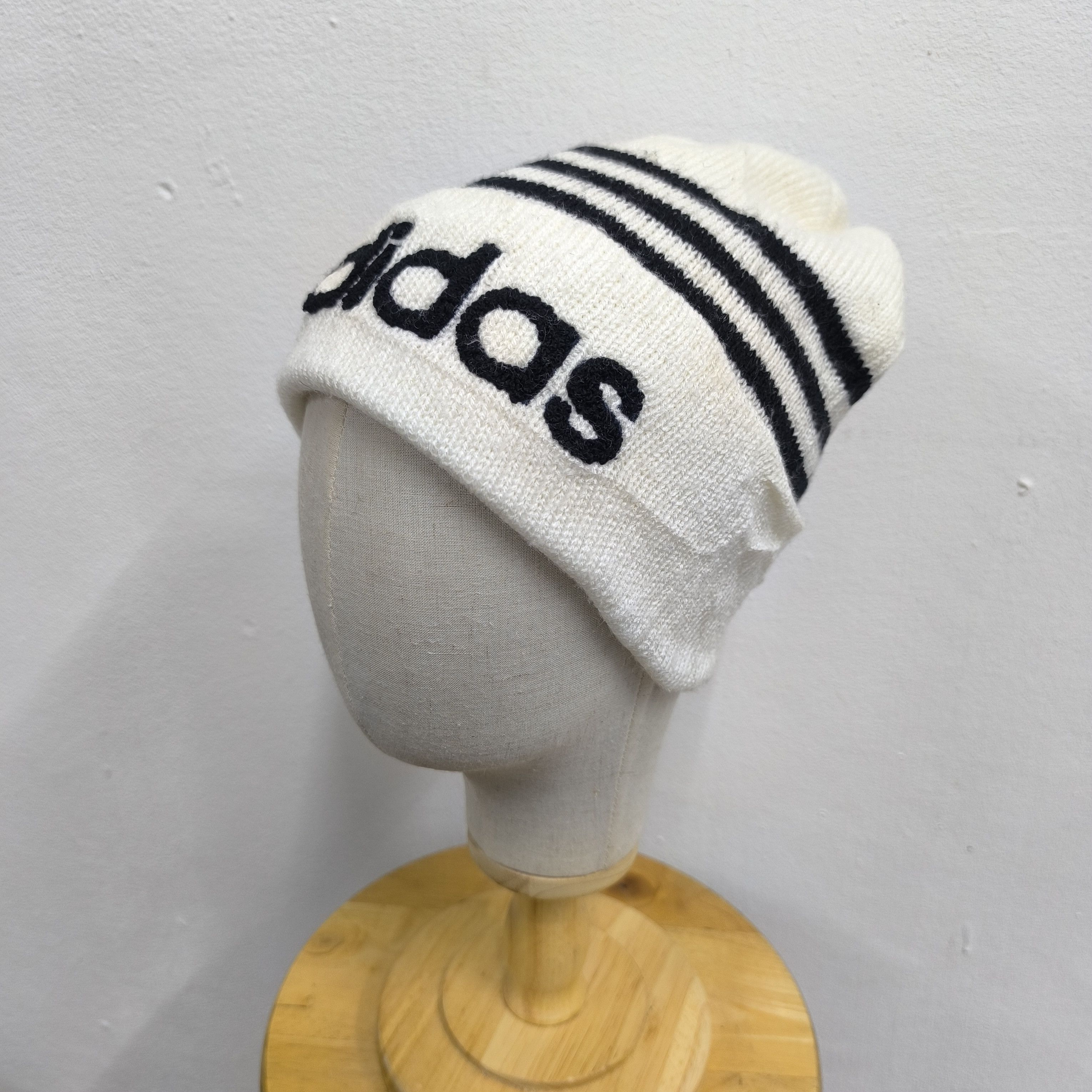 Adidas 🌟Vintage adidas spellout 3 stripes beanie hat Size ONE SIZE - 2 Thumbnail