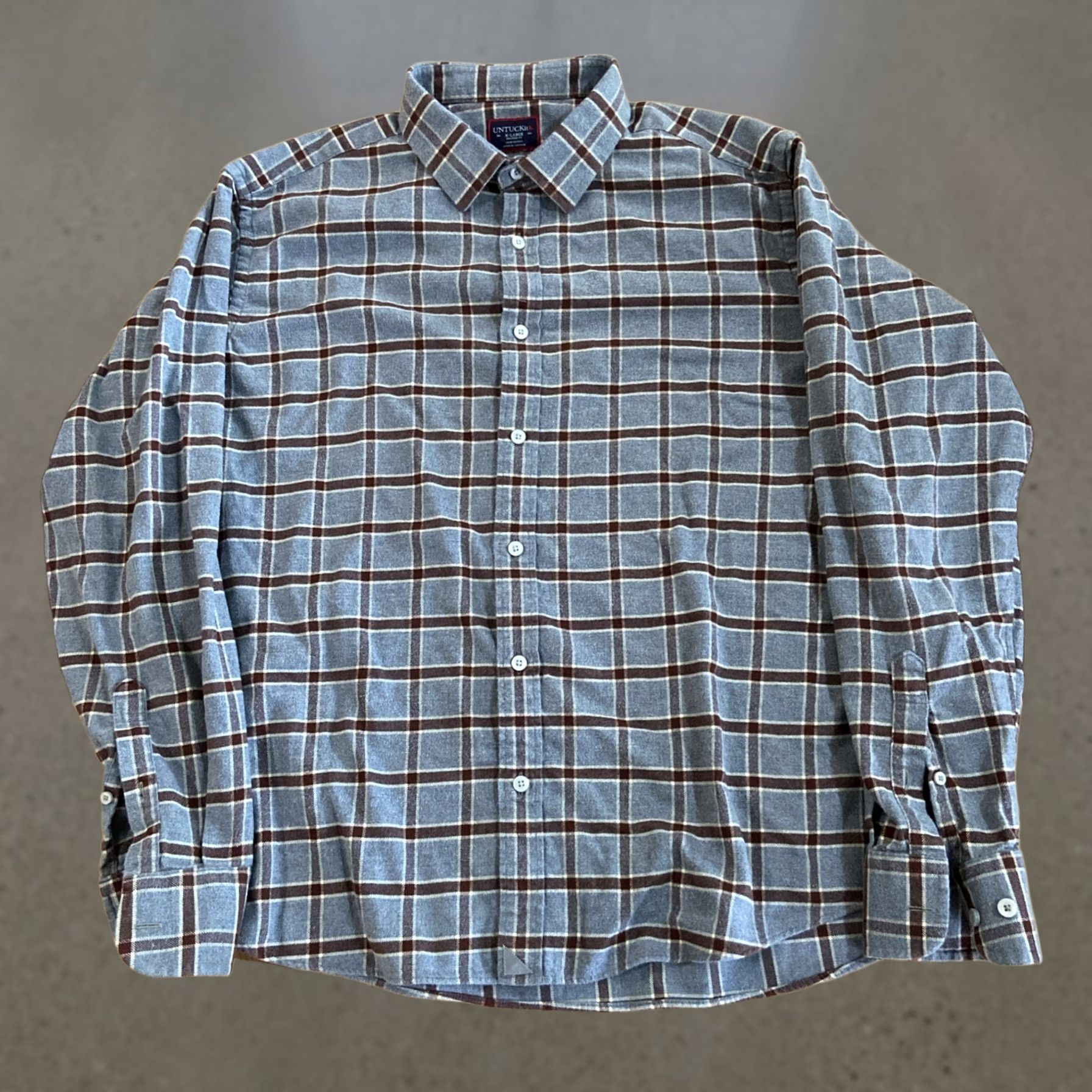 UNTUCKit UNTUCKit Flannel Shirt Mens XL Gray Check Long Sleeve Button Up Cotton Size US XL / EU 56 / 4 - 1 Thumbnail