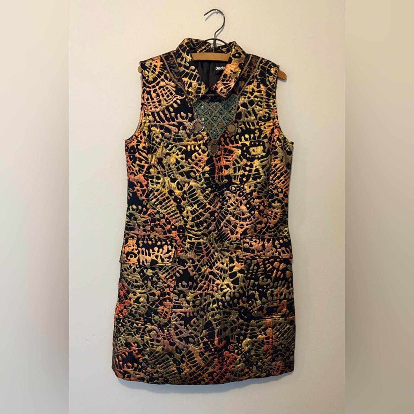 Desigual Desigual Christian Lacroix Sleeveless Black Metallic Dress Size L / US 10 / IT 46 - 1 Thumbnail