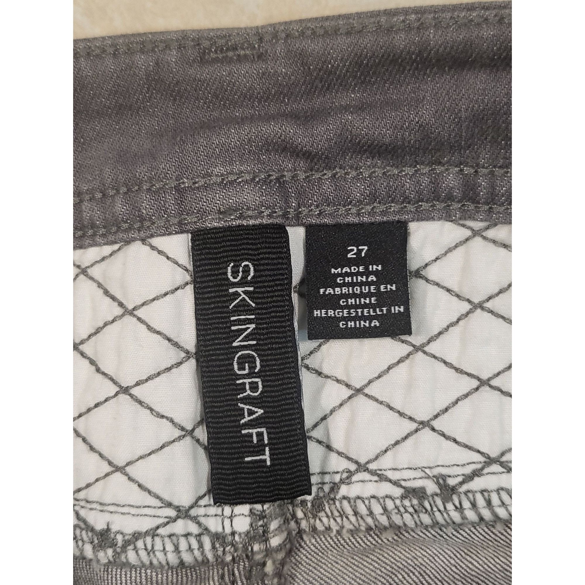 SKINGRAFT Skingraft Moto Jeans Women Sz 27 Charcoal Gray Straight Leg Size 27" / US 4 / IT 40 - 6 Thumbnail