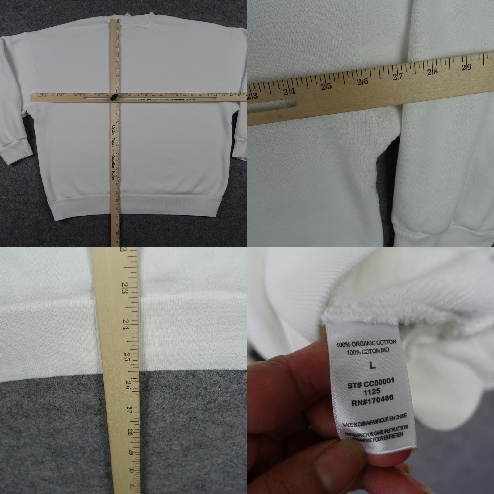 Elwood Elwood Sweatshirt Mens L White Organic Cotton Fleece Crewneck Pullover Thick Size US L / EU 52-54 / 3 - 9 Thumbnail