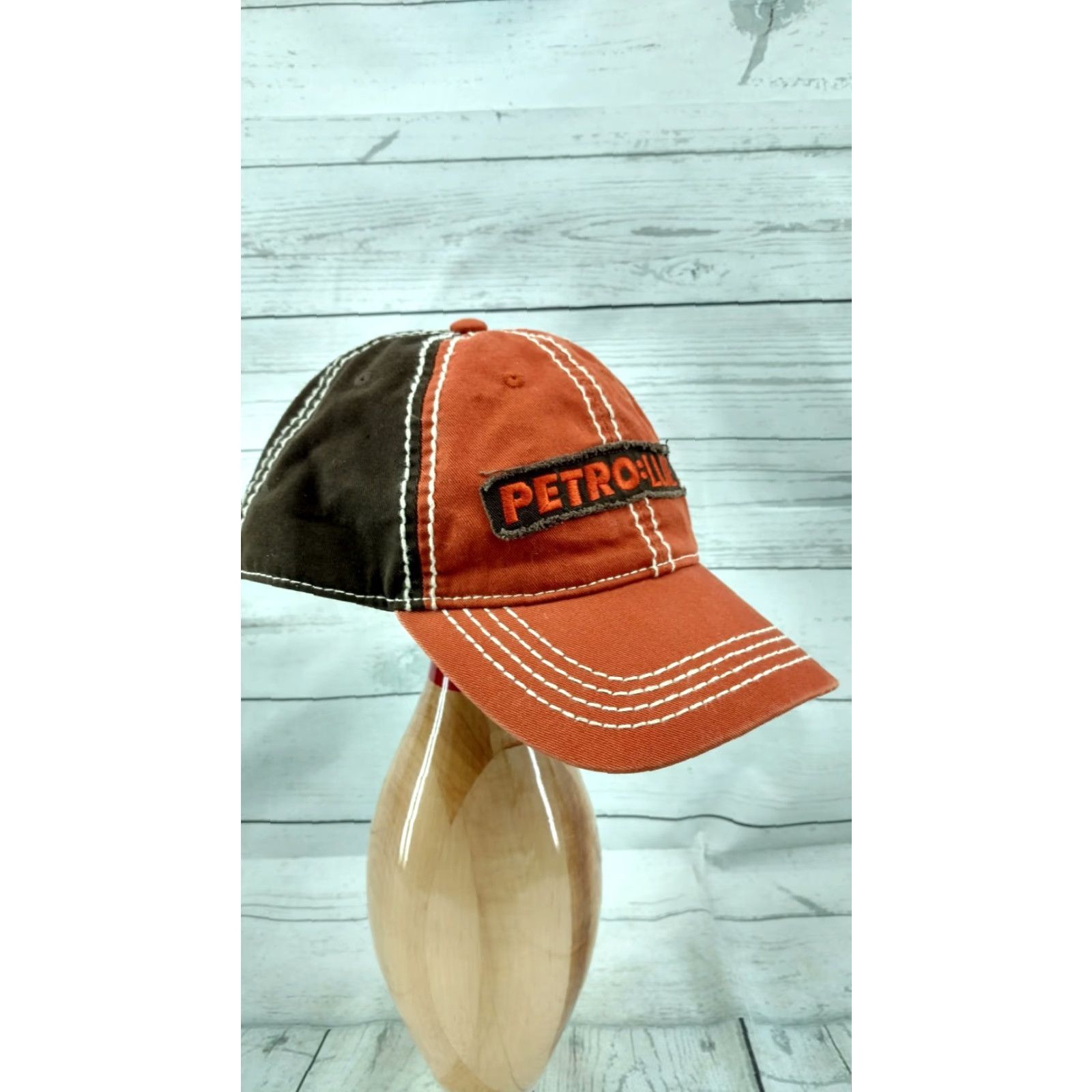 Vintage PETRO LUBE Mobile Delvac Orange Brown Baseball Hat Cap Adjustable Adult Size Size ONE SIZE - 2 Thumbnail
