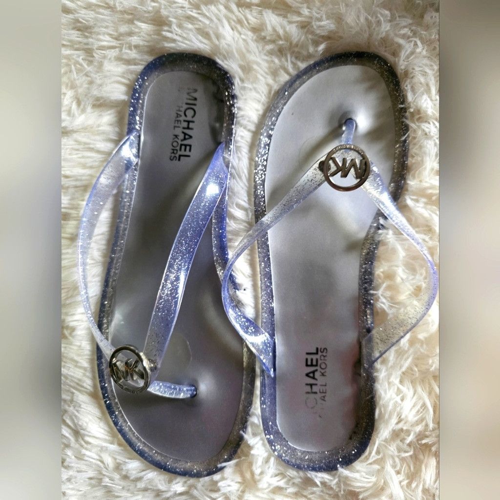 Michael Kors Michael Kors Silver Glitter Thong Sandals Size US 6 / IT 36 - 6 Thumbnail