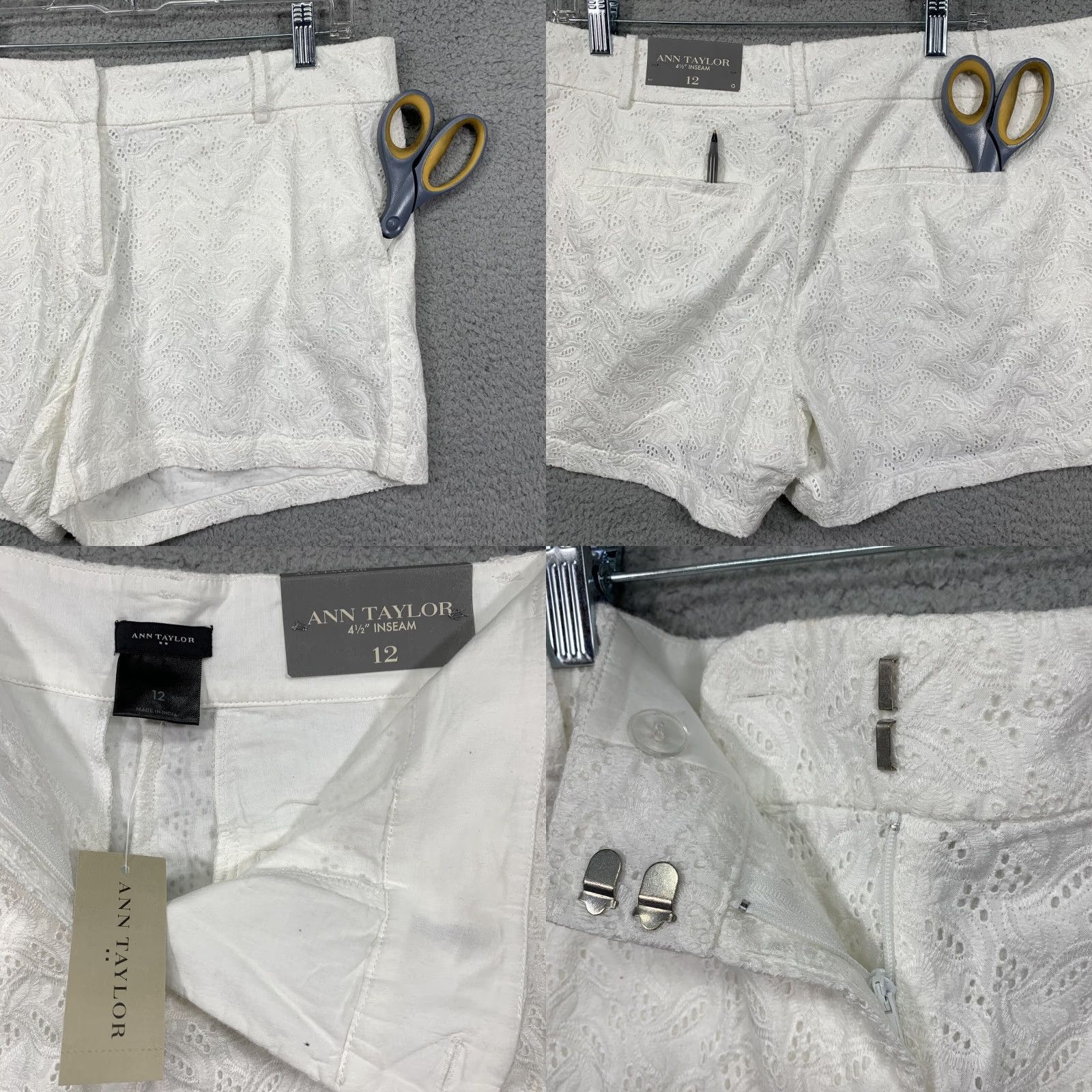 Ann Taylor Ann Taylor Womens Boyfriend Shorts Size 12 White 4 1/2" Inseam NEW Size 34" / US 12 / IT 48 - 8 Thumbnail