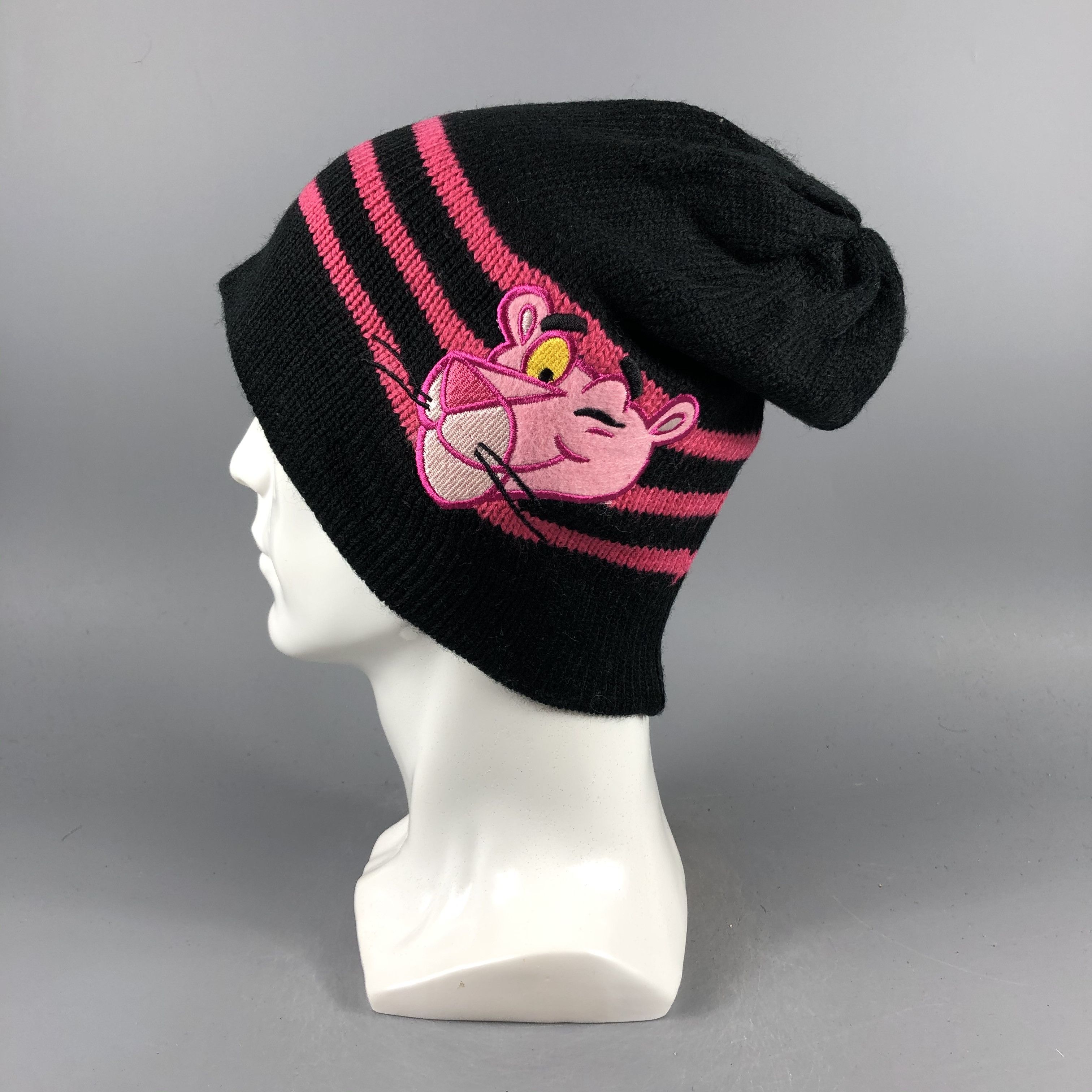 Vintage Pink Panther Stripe Beanie Snow Hat Snow Cap -D1146 Size ONE SIZE - 1 Thumbnail