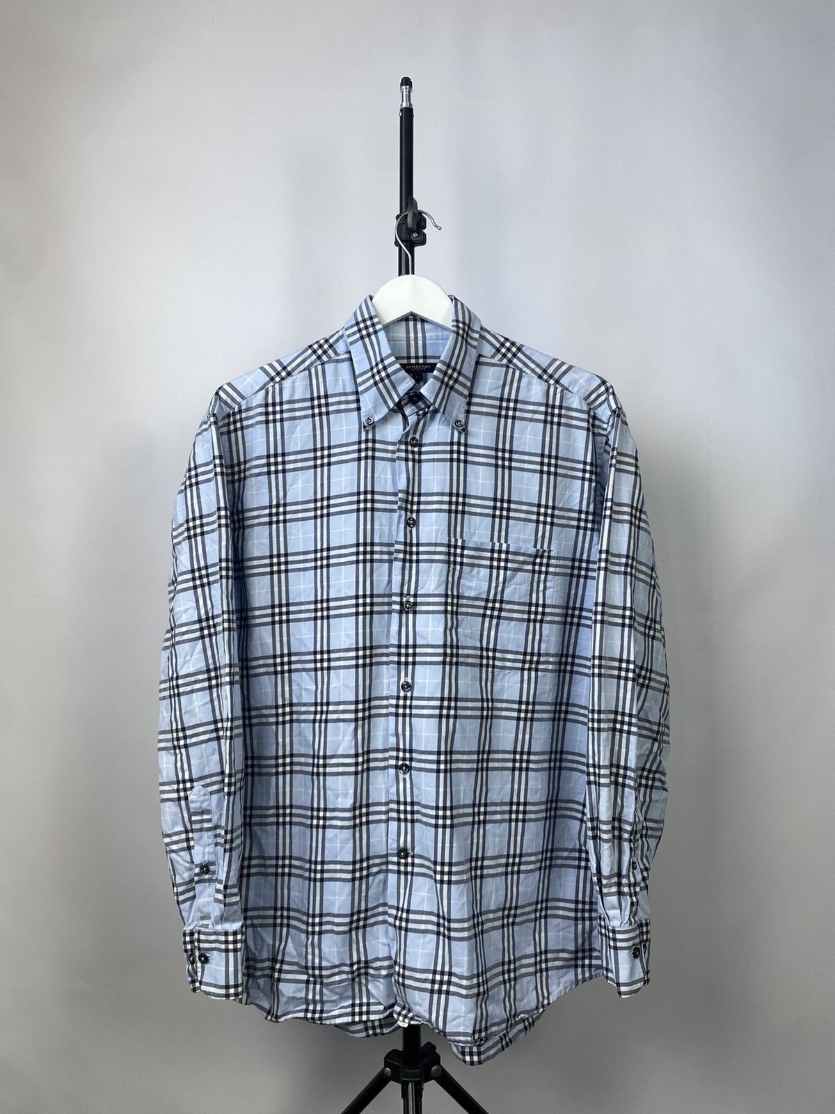 Vintage Vintage BURBERRY Shirt Beige Blue Nova Check Cotton Grailed