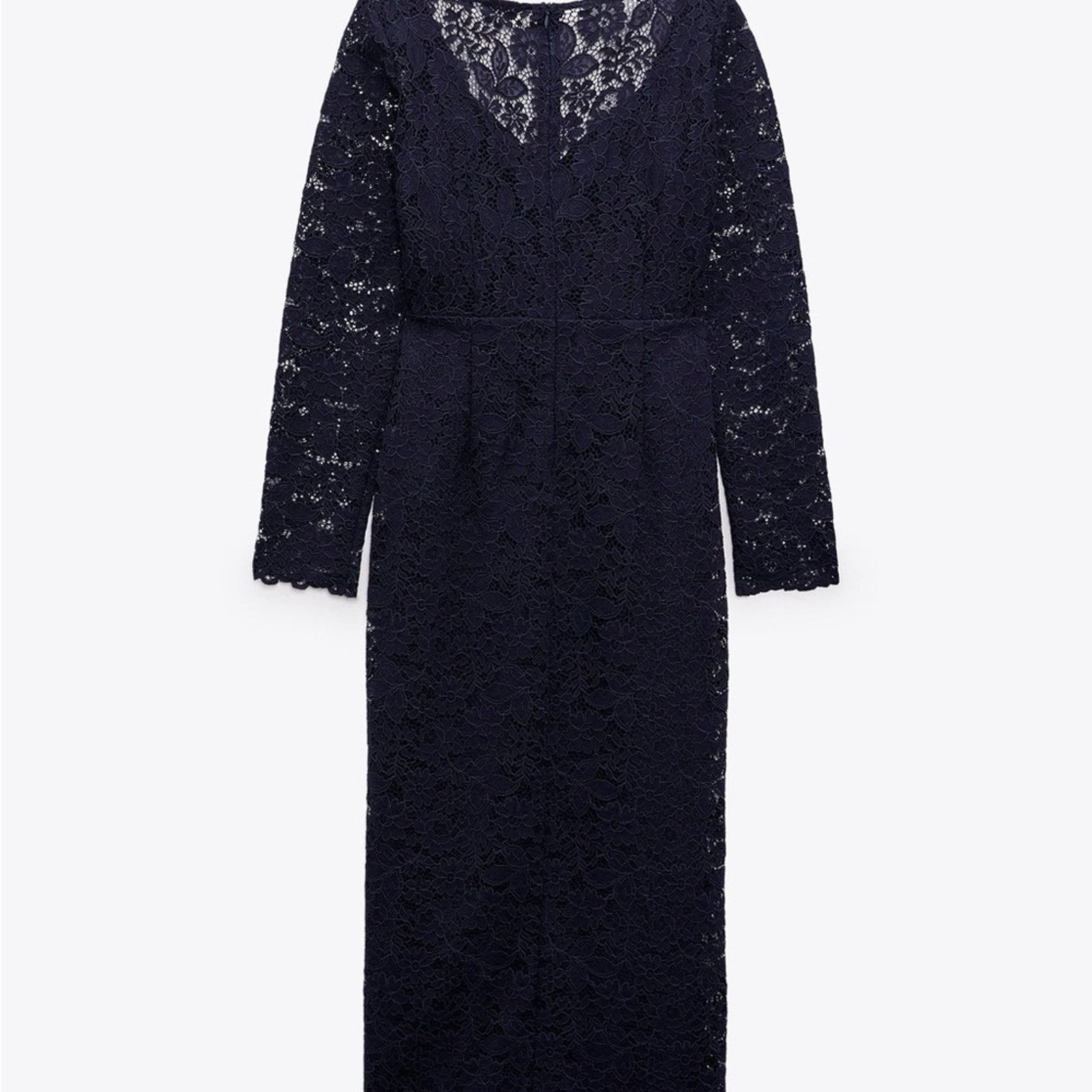 Zara ZARA LACE MIDI DRESS NAVY BLUE Size S / US 4 / IT 40 - 5 Thumbnail