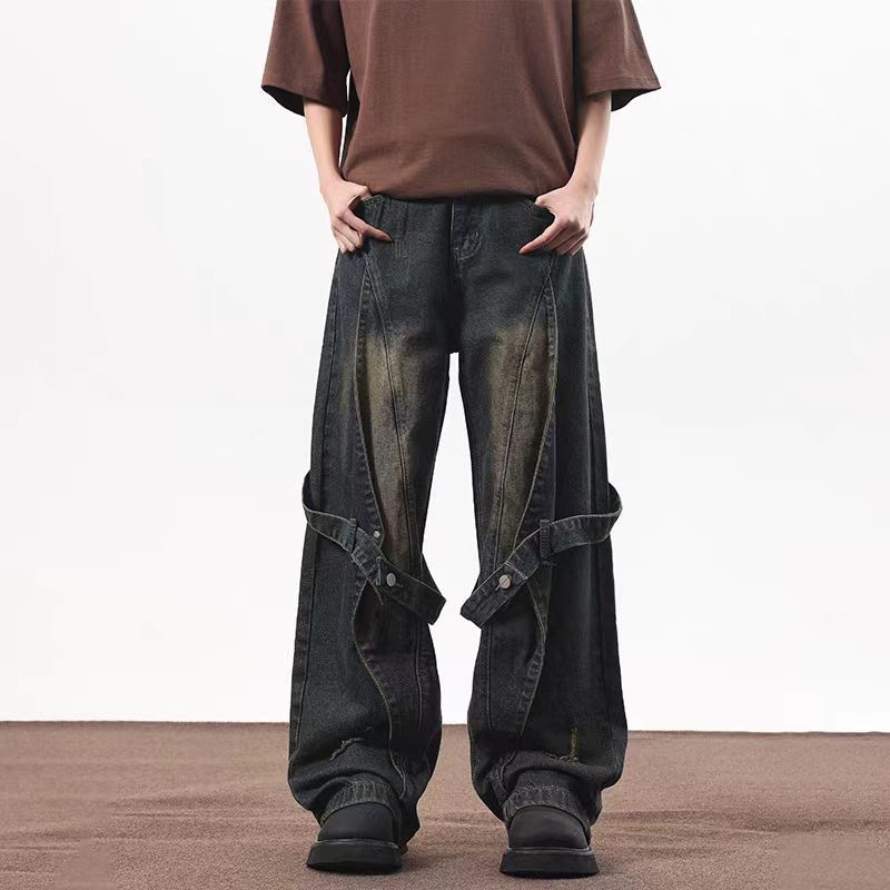 vintage washed denim baggy、黒T まとめ買い Jean × Streetwear × Vintage Black Washed Damage Baggy jeans