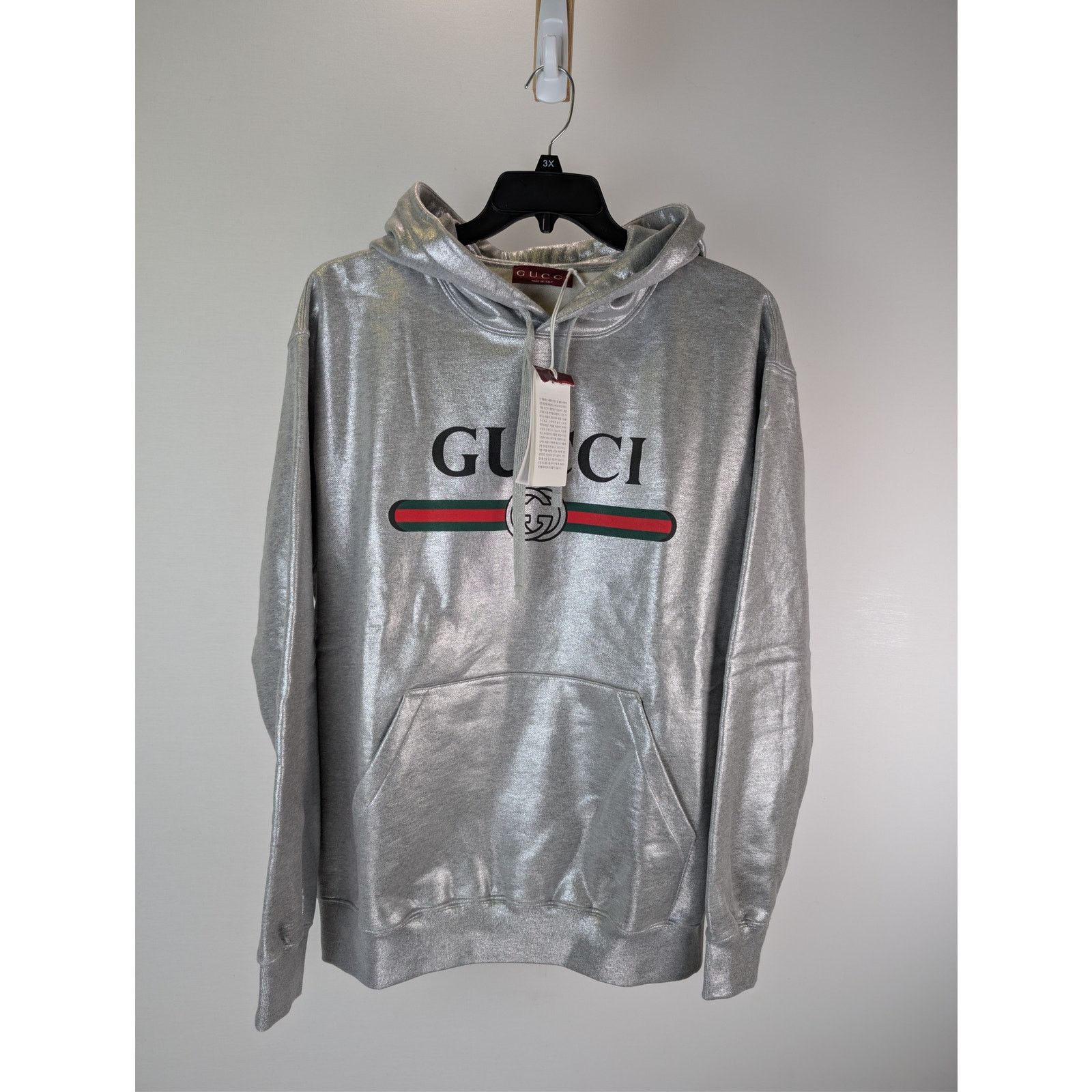 Gucci o1rshd1 Printed Cotton Jersey Hoodie Sweatshirt in Grey Size US L / EU 52-54 / 3 - 6 Thumbnail