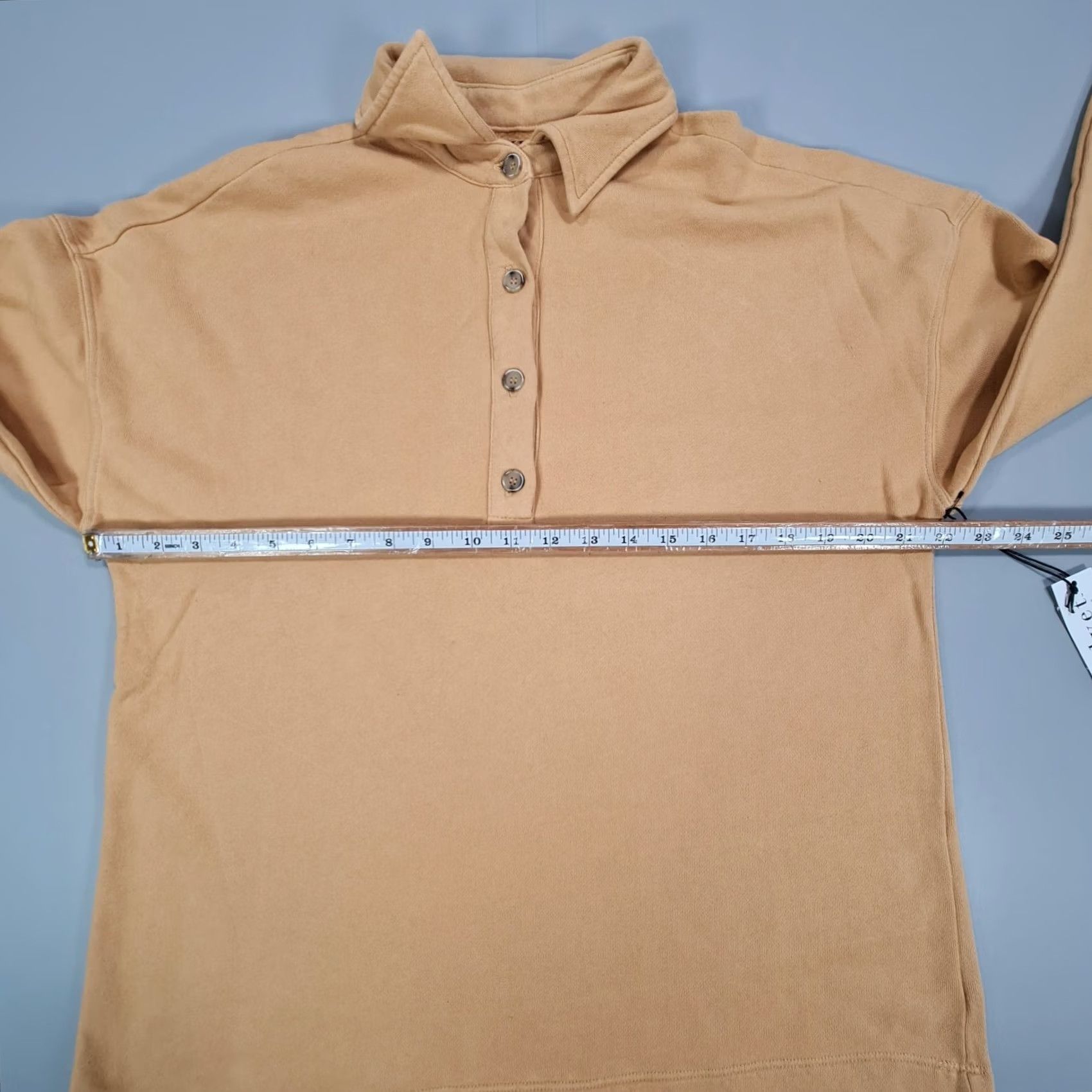 Velvet Velvet by Graham & Spencer Sweatshirt Women's Henley Collared Cotton Gold Medium Denny Top Size M / US 6-8 / IT 42-44 - 5 Thumbnail