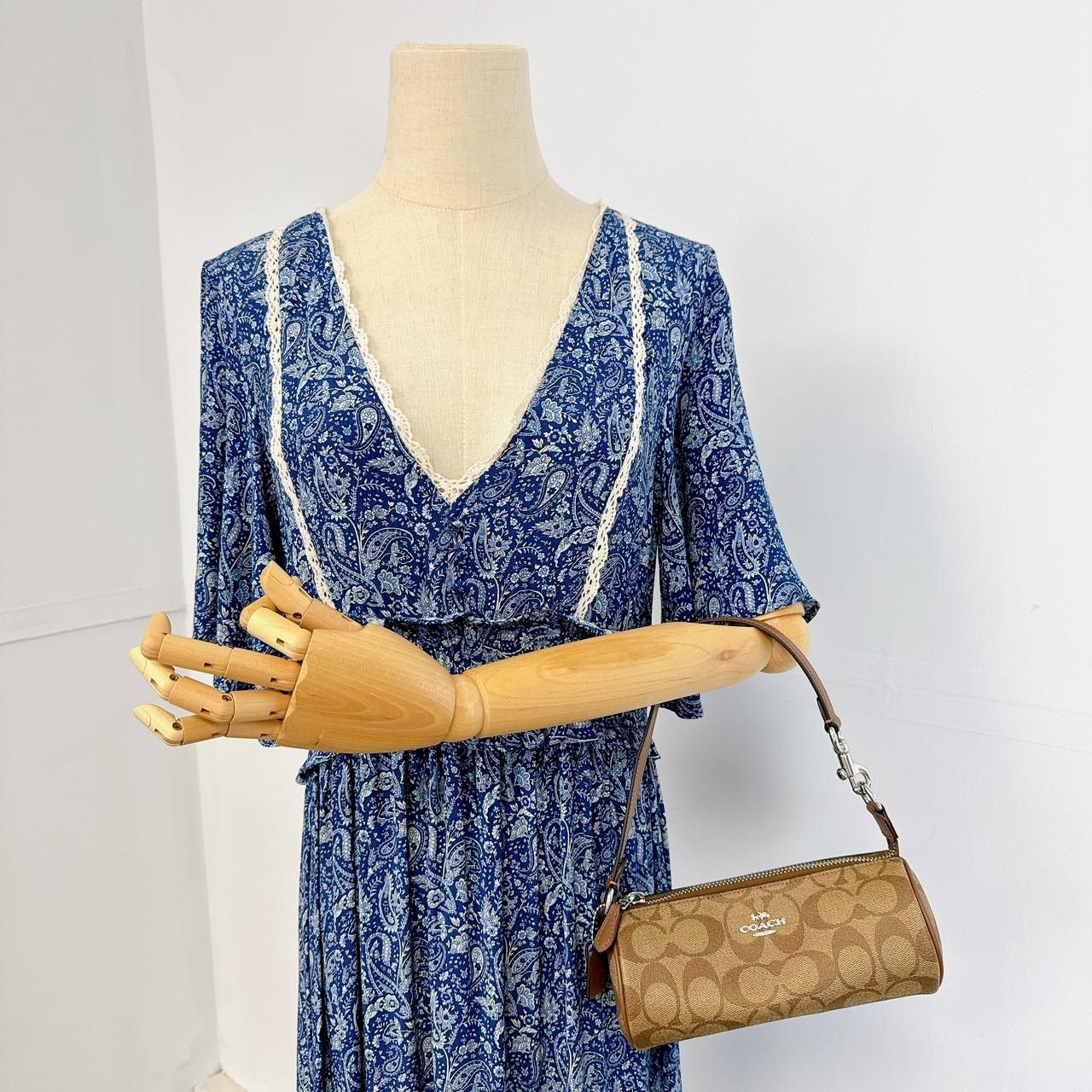 Coach CP475 Nolita Barrel Bag In Signature IN KHAKI SADDLE