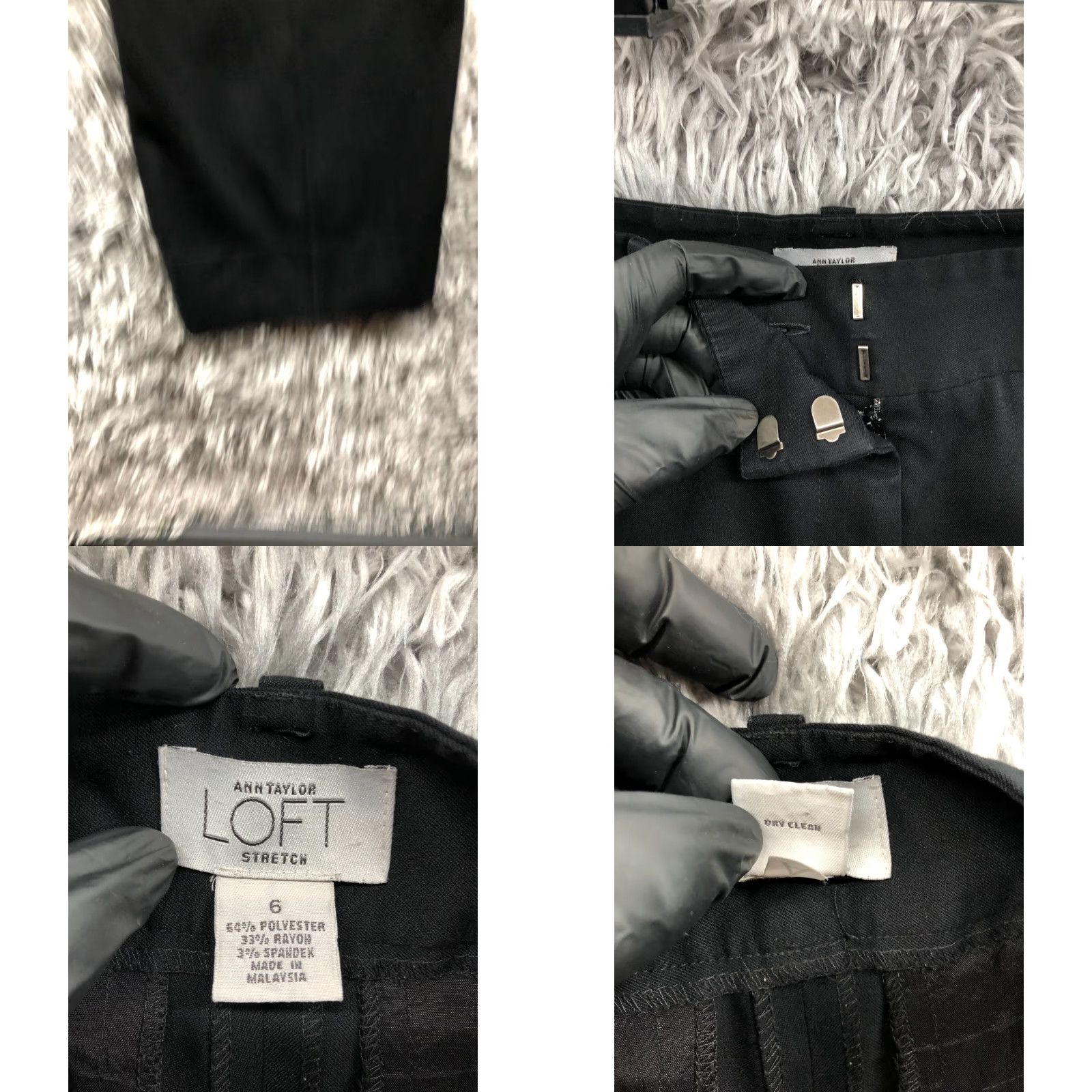 H&M Loft Black Slack Trouser Pants Womens Size 6 Mid Rise Knit Polyester Straight Front Casual Formal Size 28" / US 6 / IT 42 - 8 Thumbnail