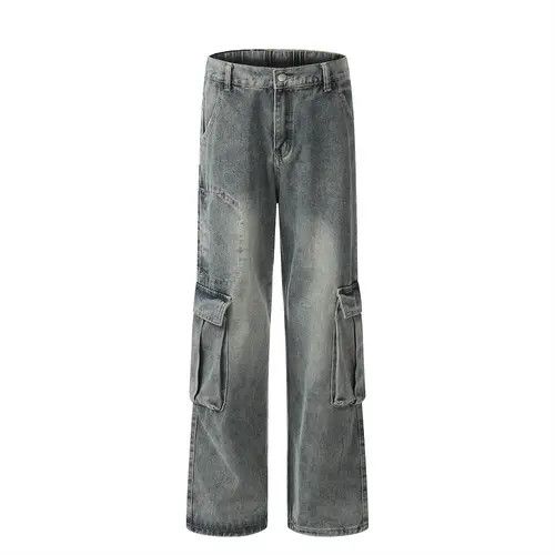 VIBE Men's multi-pocket punk washed distressed cargo jeans Size US 32 / EU 48 - 1 Preview