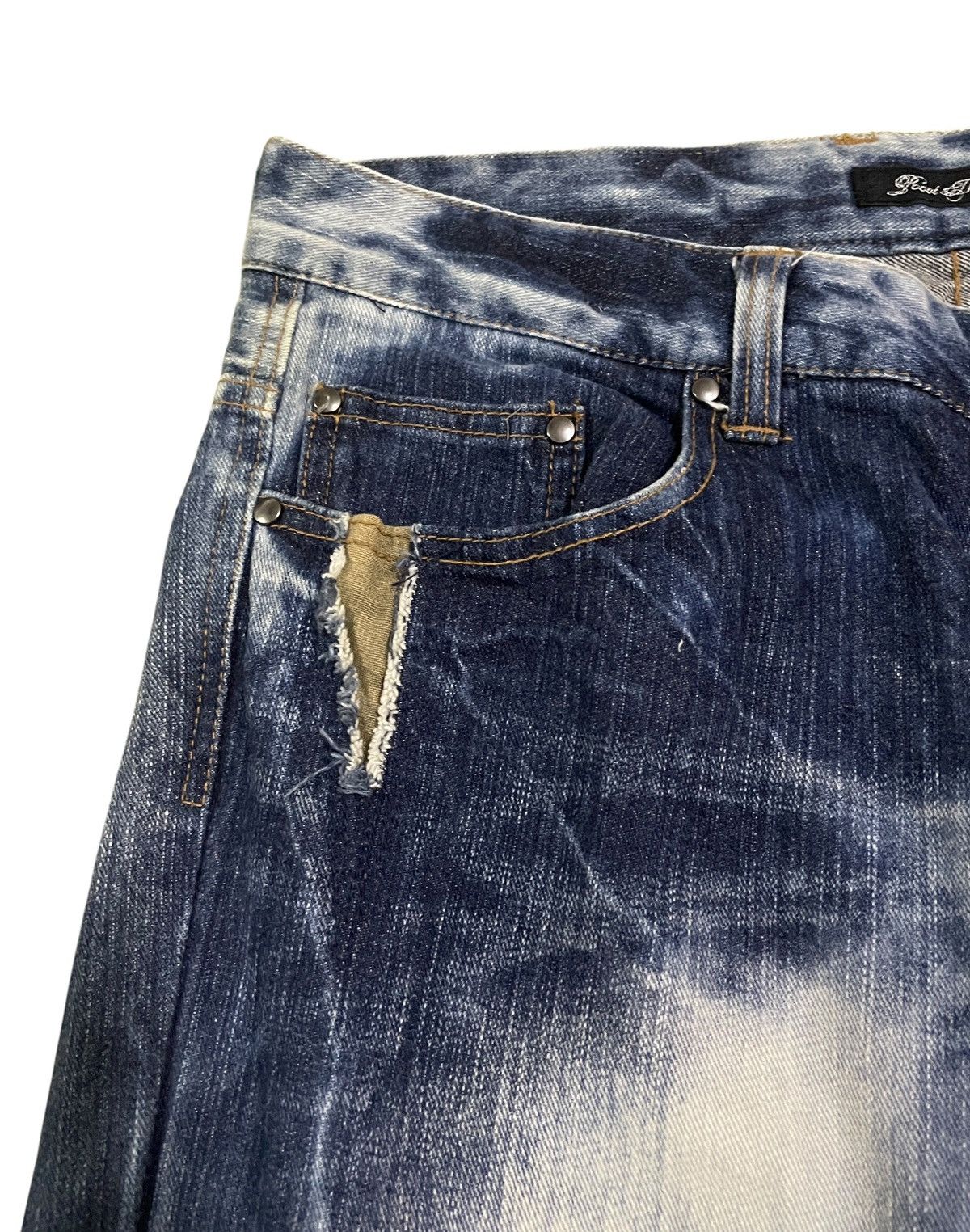 If Six Was Nine Rare Vintage Japanese Brand Root Three Bleach Jeans 2000s Size US 34 / EU 50 - 4 Thumbnail