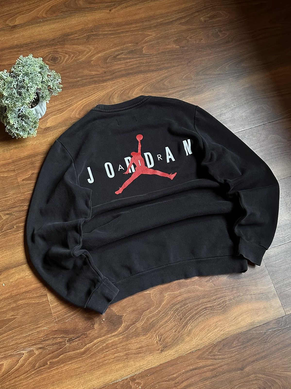 Pre-owned Jordan Nike Jordan Vintage Big Logo Streetwear Sweatshirt In Black