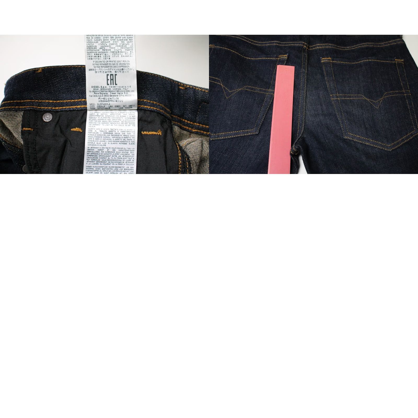 Diesel DIESEL Jeans Sleenker-X Men's W27 Deep Blue Denim Stretch Button Fly 009DI Size US 27 - 8 Thumbnail
