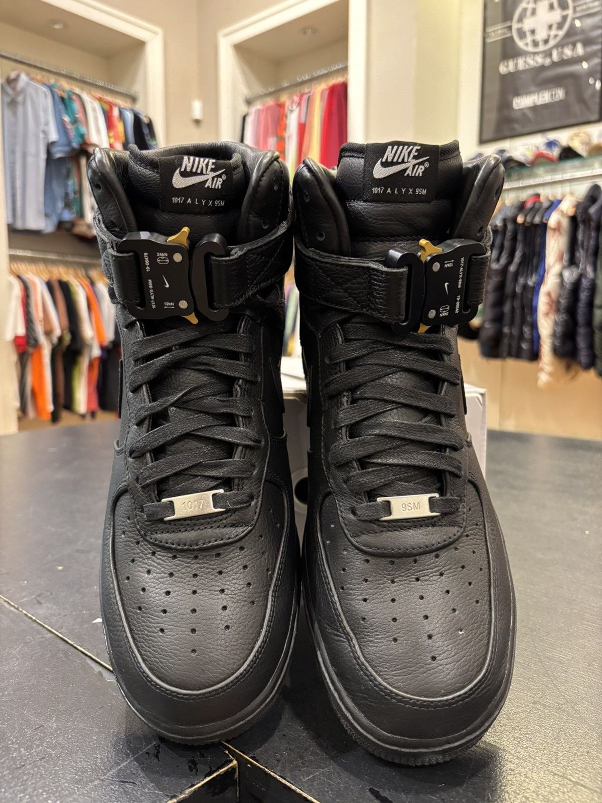 1017 ALYX 9SM × Nike Nike Air Force One High Alyx Triple Black Size US 11 / EU 44 - 3 Thumbnail