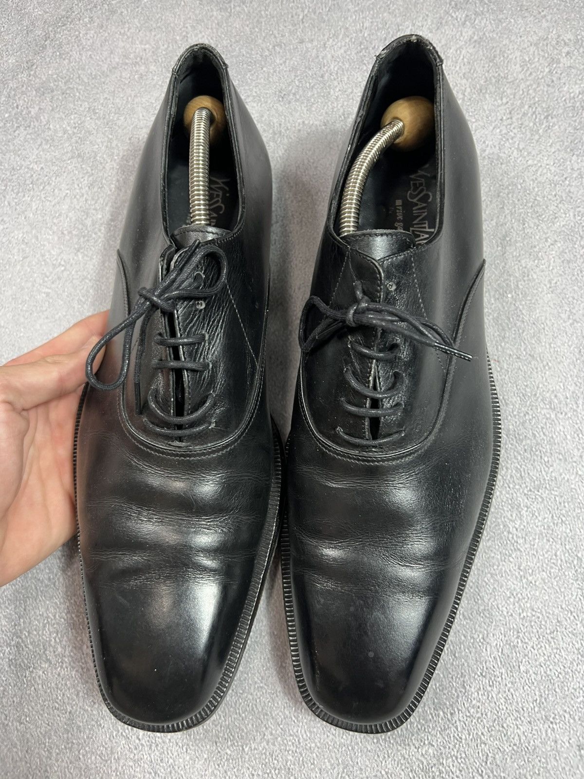 Yves Saint Laurent 🖤VINTAGE LEATHER BLACK YVESSAINTLAUREN SHOES Y2K NEWROCK STY Size US 10 / EU 43 - 3 Thumbnail