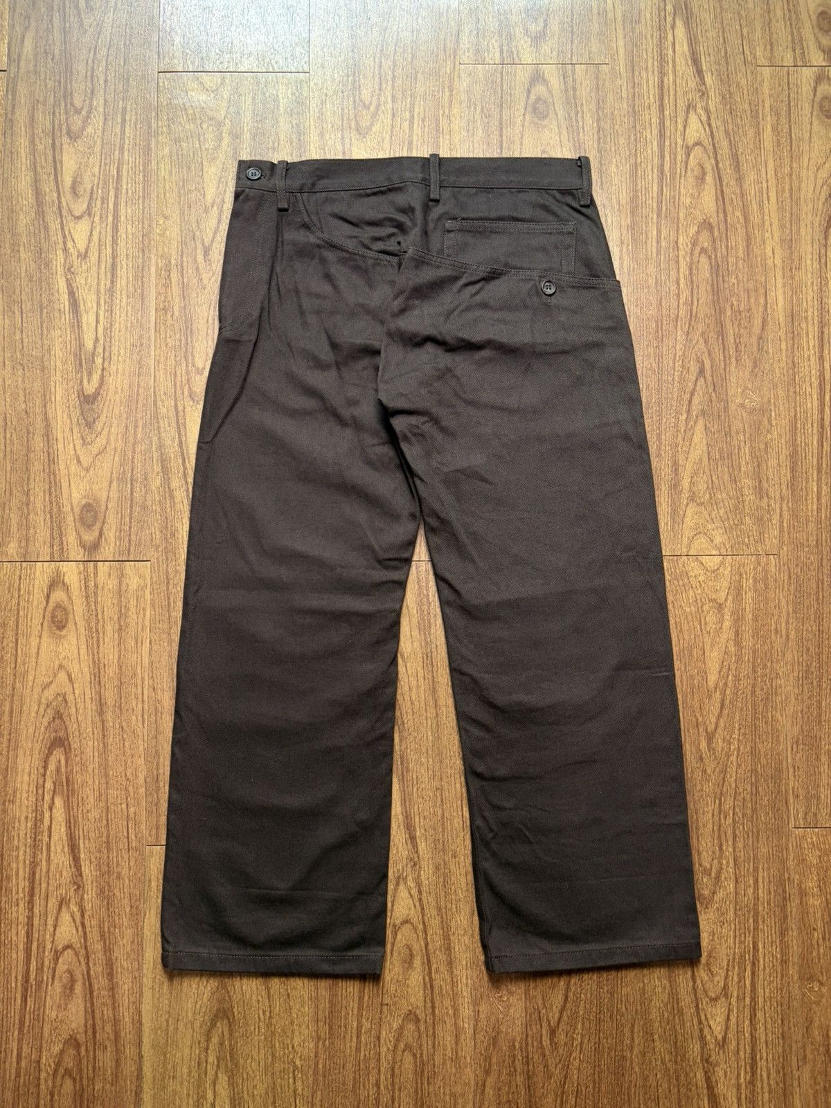 Yohji Yamamoto FREE TAX! 90s Asymmetrical Sideways Wide Leg Denim Pants Size US 31 - 3 Thumbnail