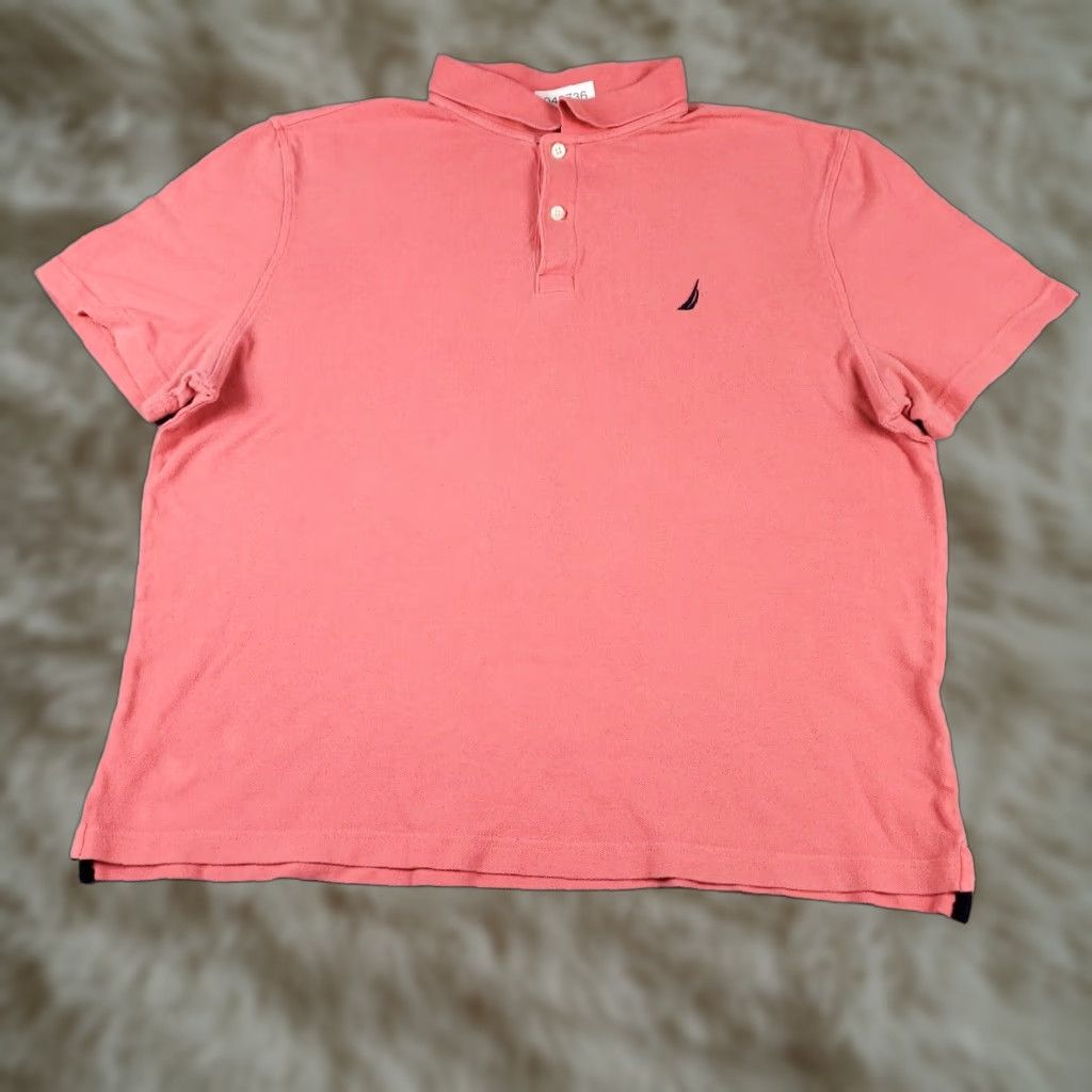 Nautica Nautica Polo Shirt Mens XL Pink Solid Short Sleeve Button-Front Casual Business Golf Logo Classic Preppy - Mens XL Pink Polo Size US XL / EU 56 / 4 - 1 Thumbnail