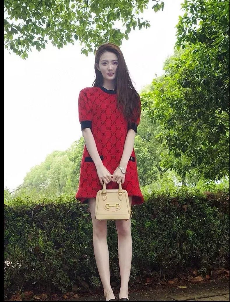 Gucci Gucci Double G jacquard red short-sleeved knitted dress Size S / US 4 / IT 40 - 8 Thumbnail