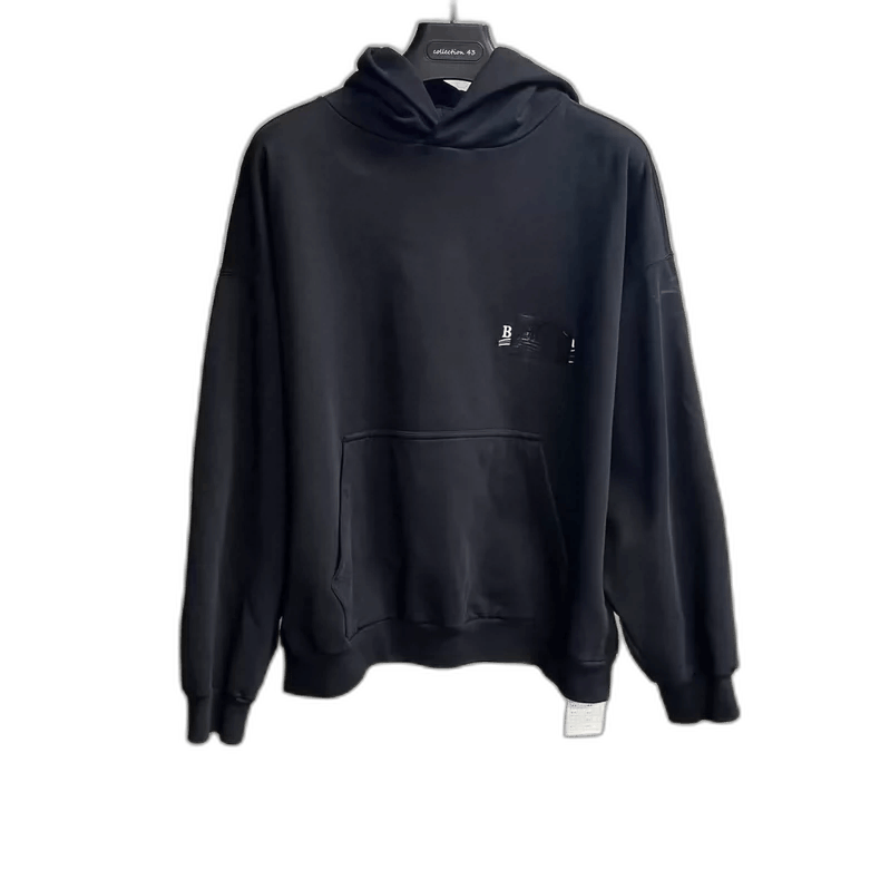 Balenciaga Balenciaga Black Logo Hooded Sweatshirt Size US XL / EU 56 / 4 - 1 Thumbnail