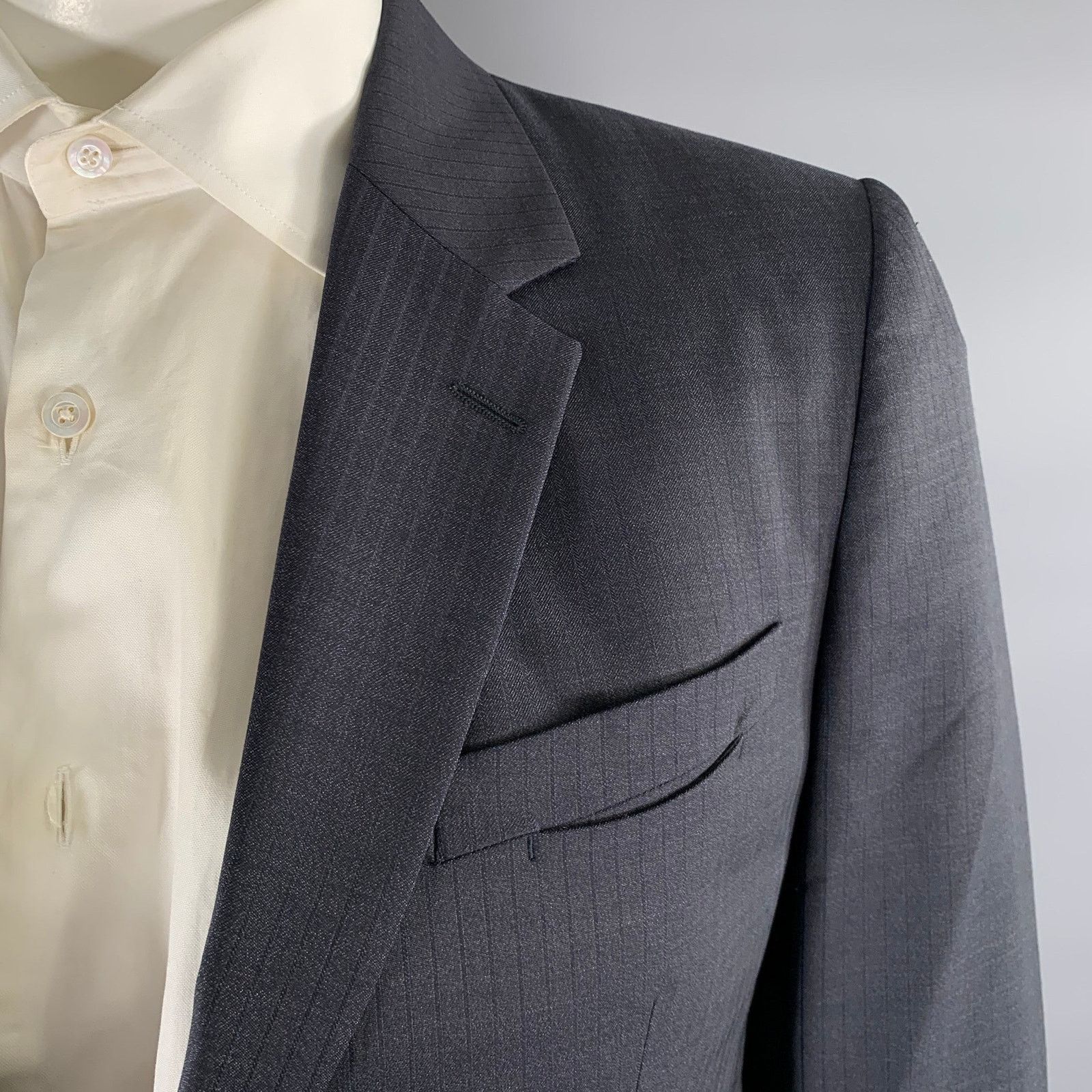 Maison Margiela MAISON MARGIELA 42 Charcoal Pinstripe Wool Sport Coat Size 42R - 2 Thumbnail