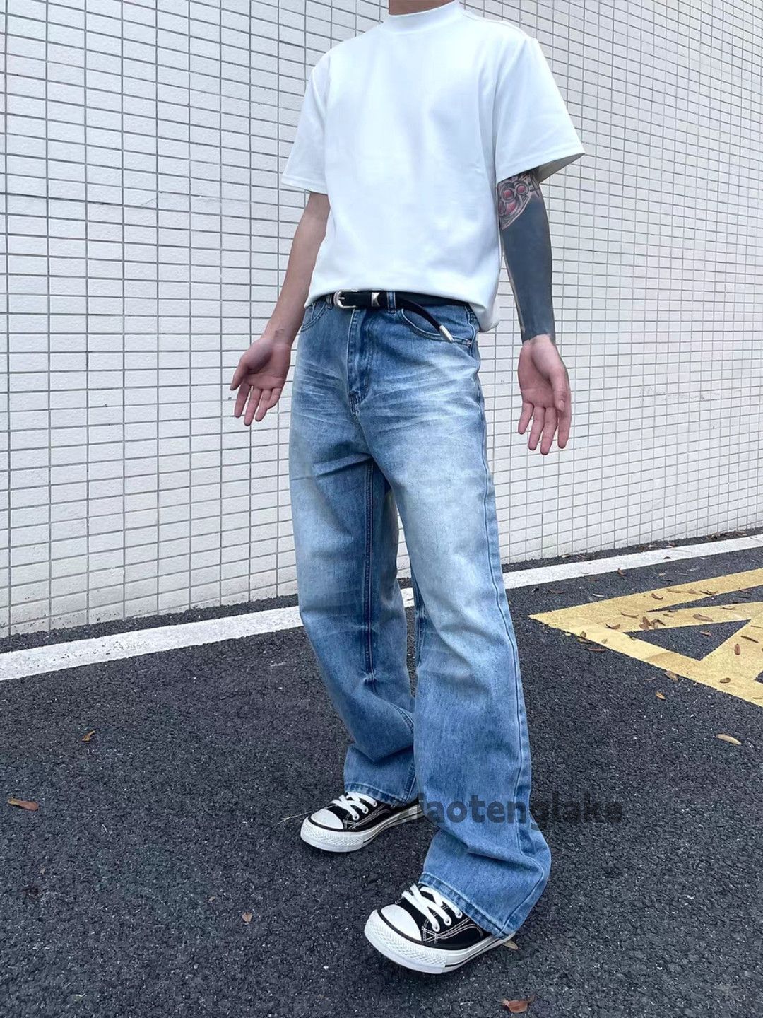 Jean × Vintage unisex washed faded cleanfit work cargo hiphop jeans Size US 33 - 7 Thumbnail