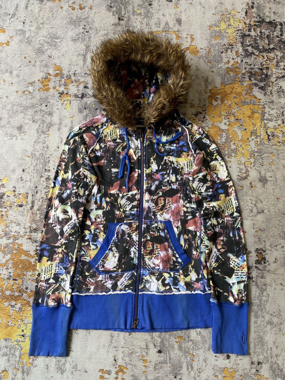 Japanese Brand Glad News Japan Fullprint Design Fur Hoodie Size US S / EU 44-46 / 1 - 18 Thumbnail