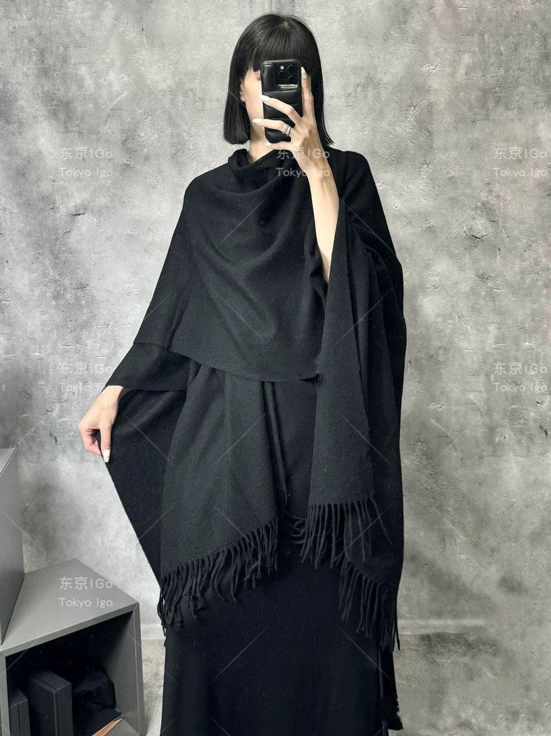 Yohji Yamamoto yohji yamamoto 24aw wool dual purpose scarf 2506-Nextarrow Size ONE SIZE - 5 Thumbnail