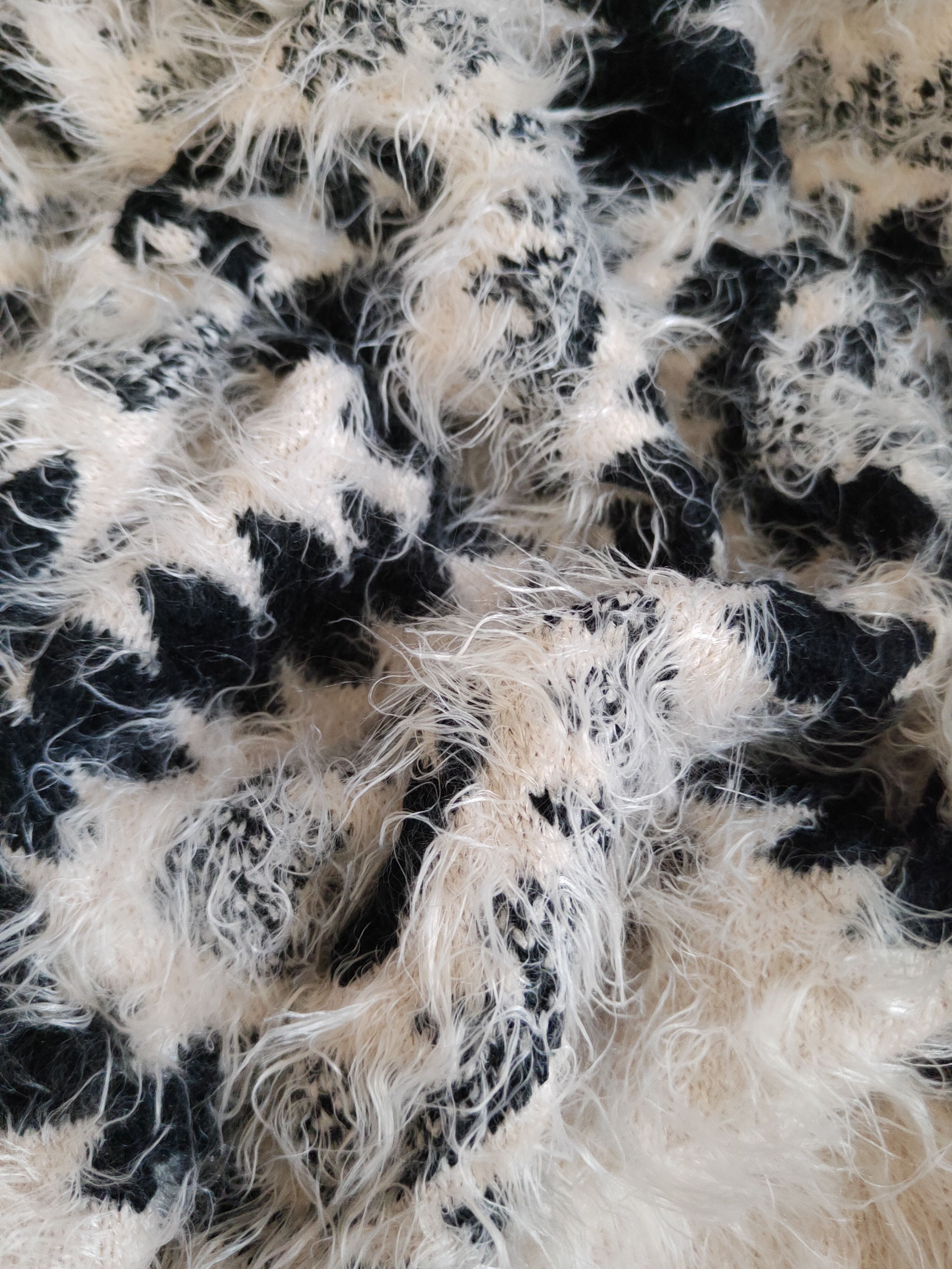 Homespun Knitwear Girty Black Beige Shag Shaggy Fur Mohair Knitwear #S2158 Size M / US 6-8 / IT 42-44 - 10 Thumbnail